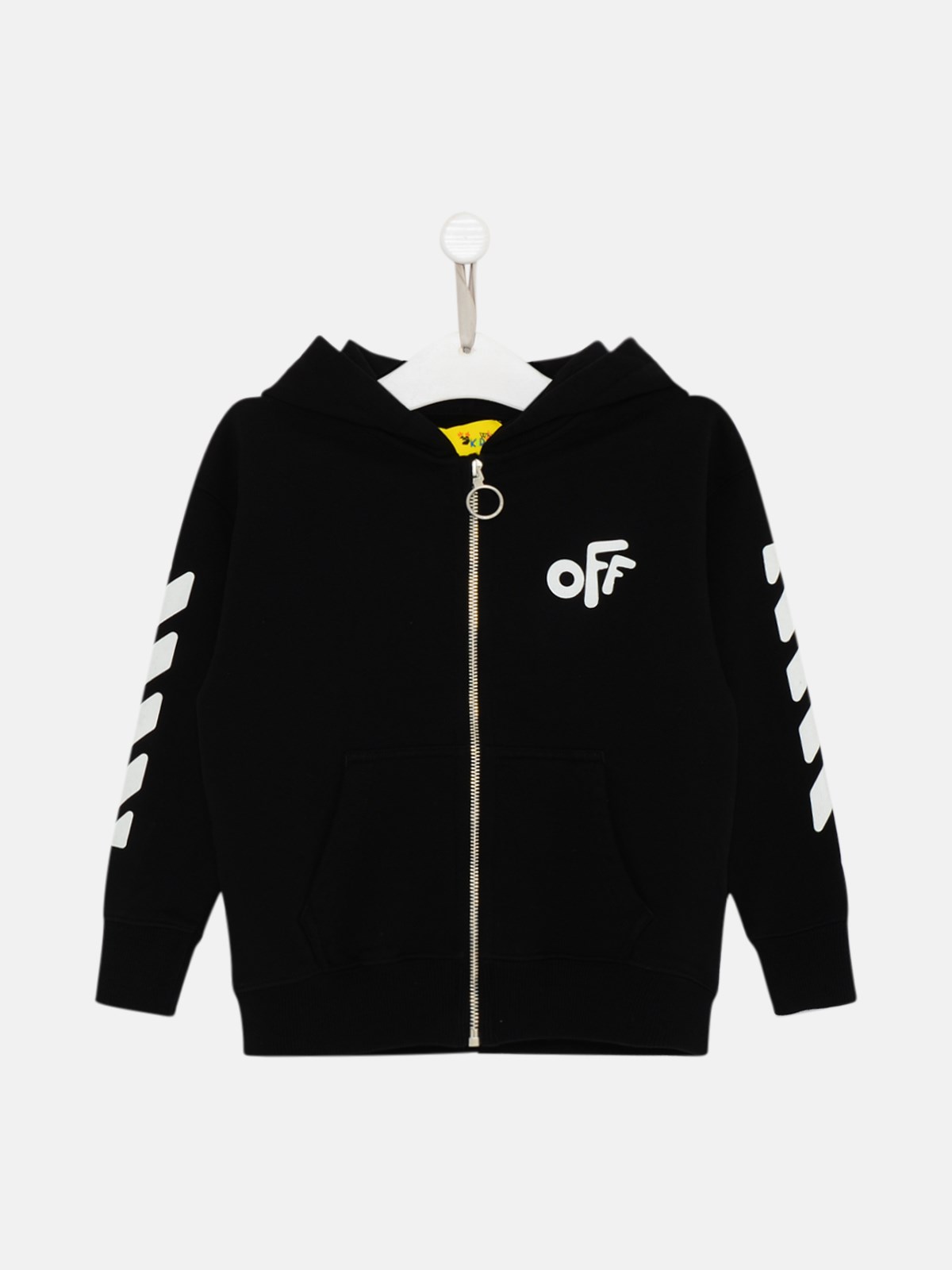 Off-white Felpa Cappuccio+zip Nera In Black | ModeSens