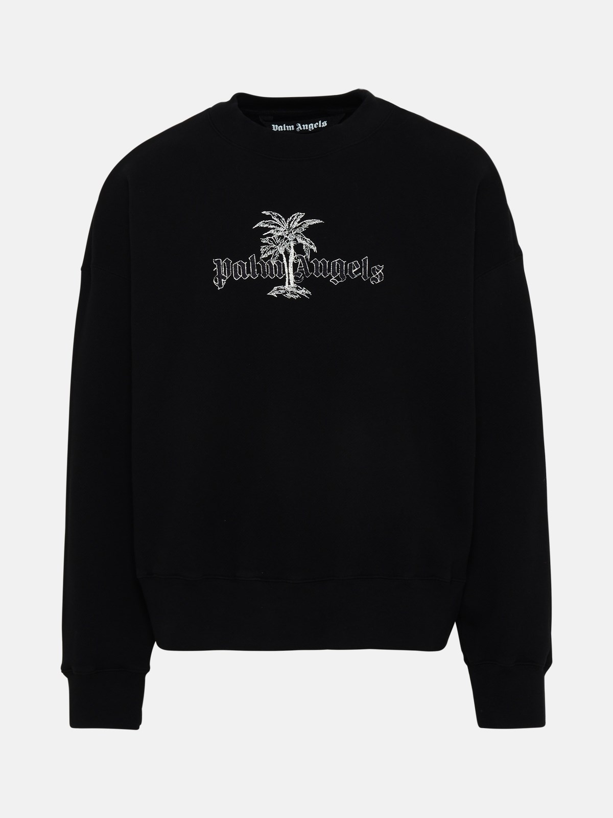 Palm Angels Black Cotton Sunset Palm Sweatshirt In Black