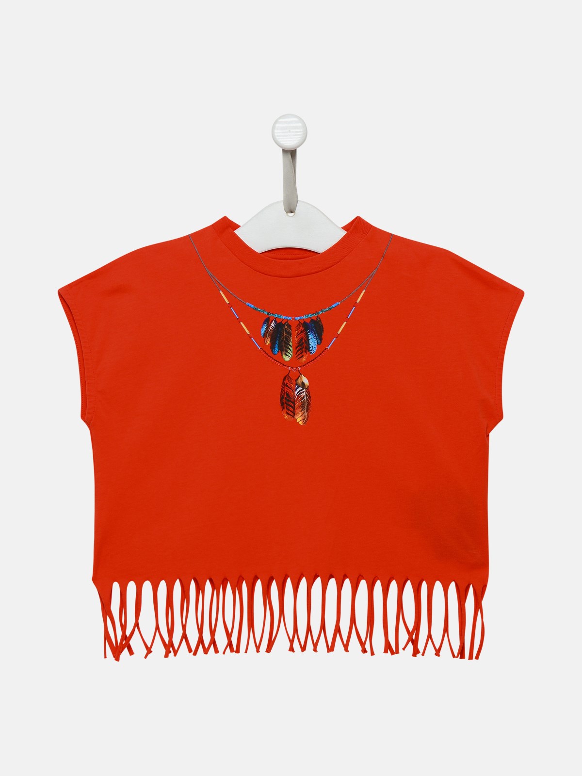 Marcelo Burlon County Of Milan Orange Cotton Feathers Top In Red