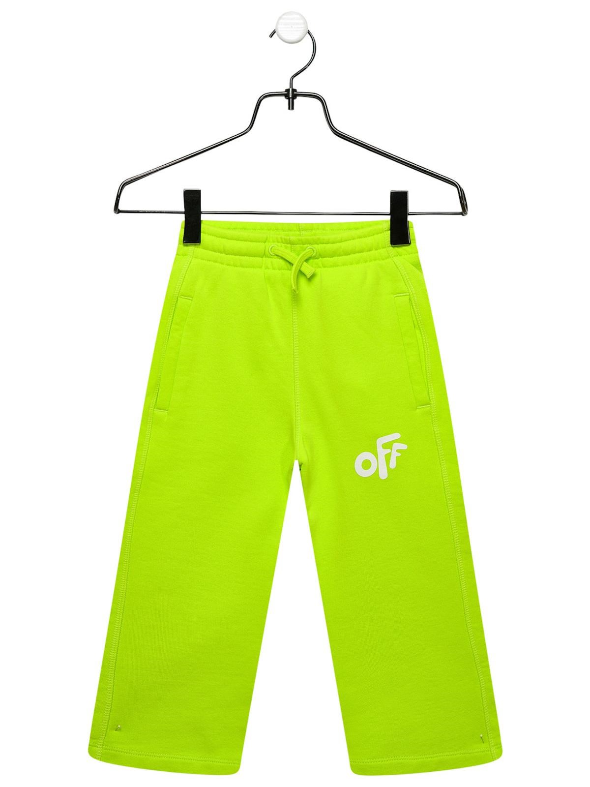 Off-white Kids' Green Cotton Sporty Pants