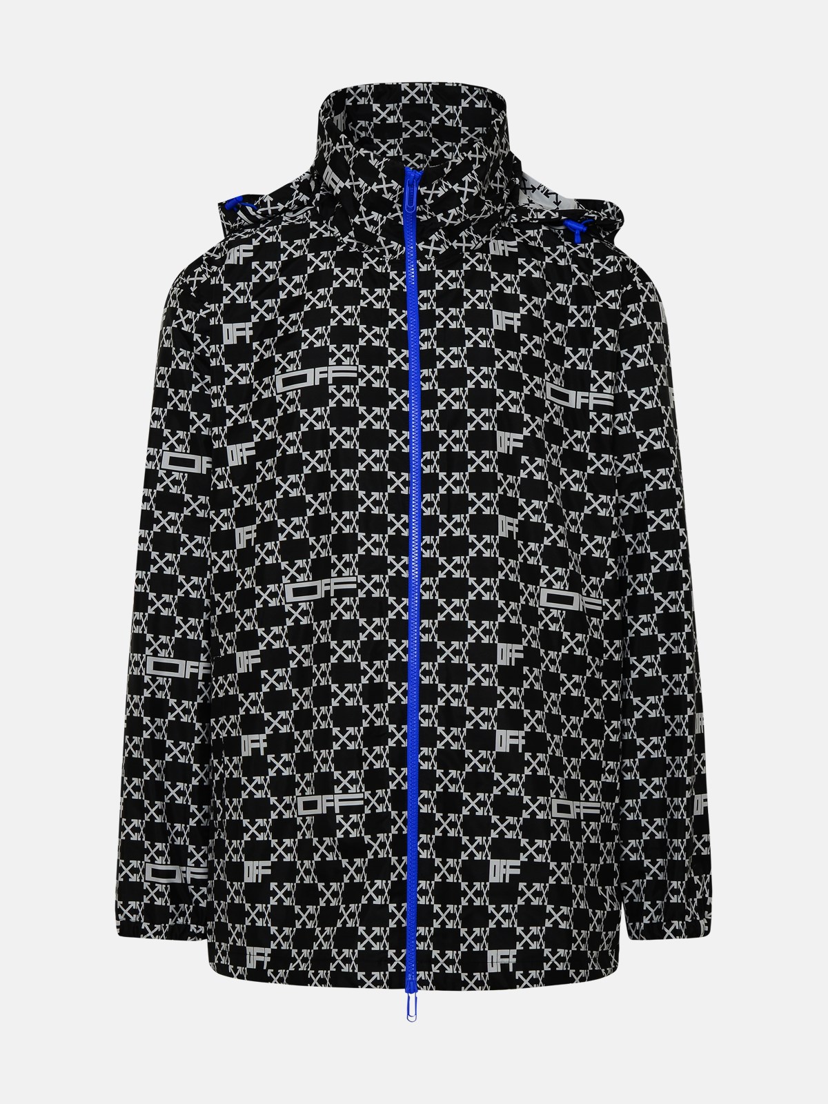 Off-white Monogram Print Hooded Windbreaker In Black