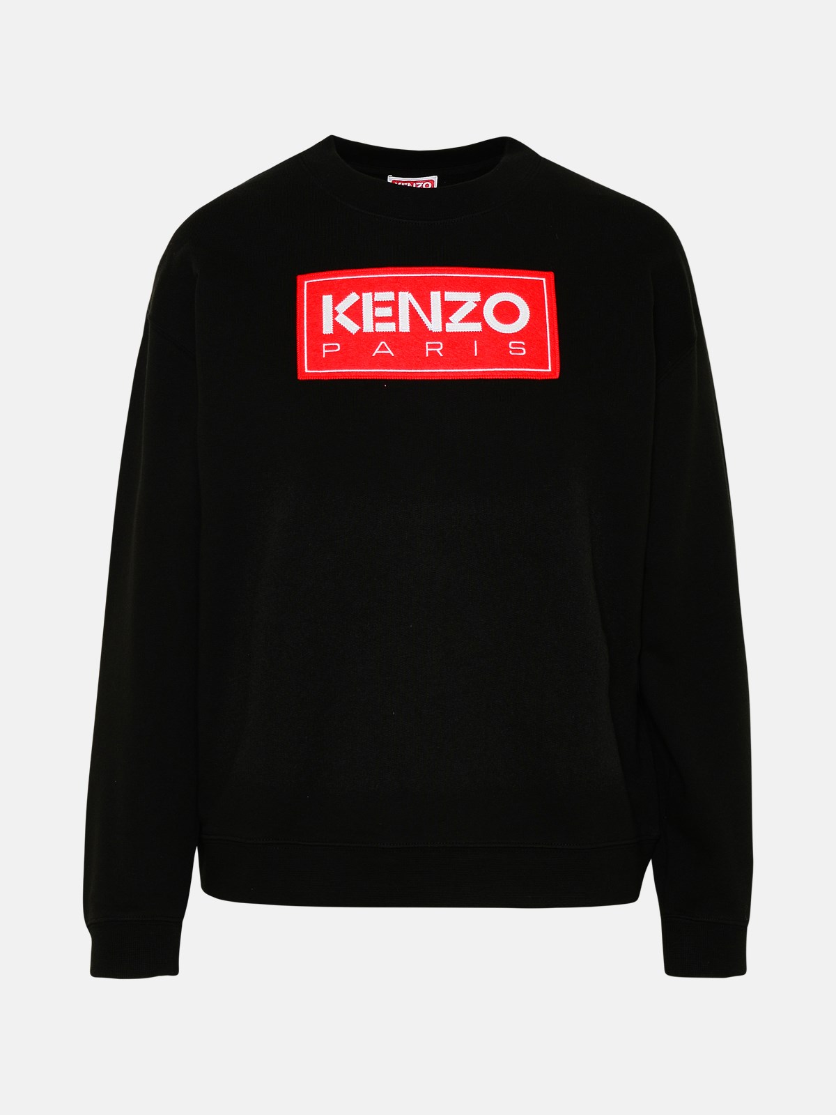 Kenzo Black Long-sleeved Sweater With Contrasting Maxi Logo In Wool In Black