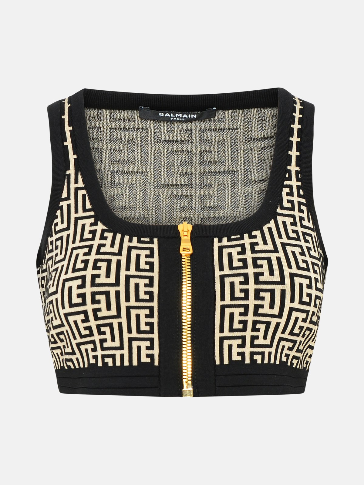 Balmain Monogram Wool-blend Crop Top In White