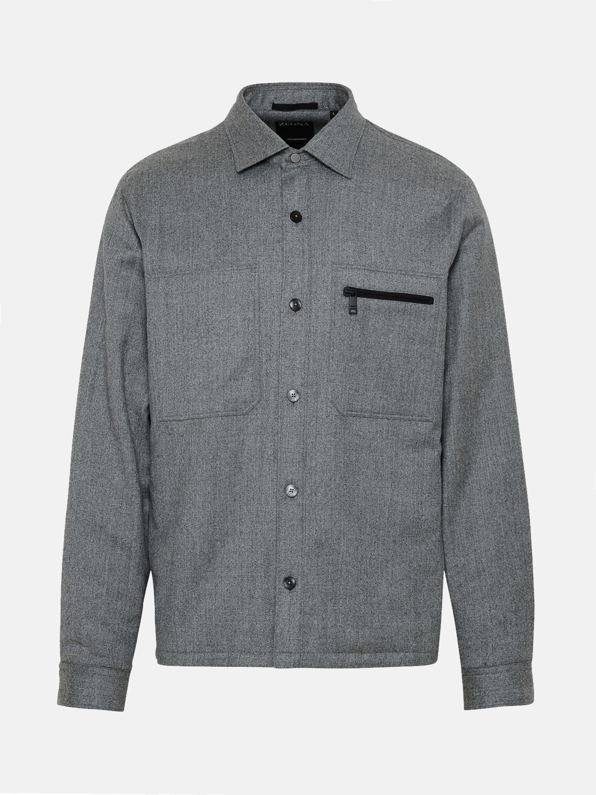 Zegna Techmerino Padded Overshirt In Wool In Grey