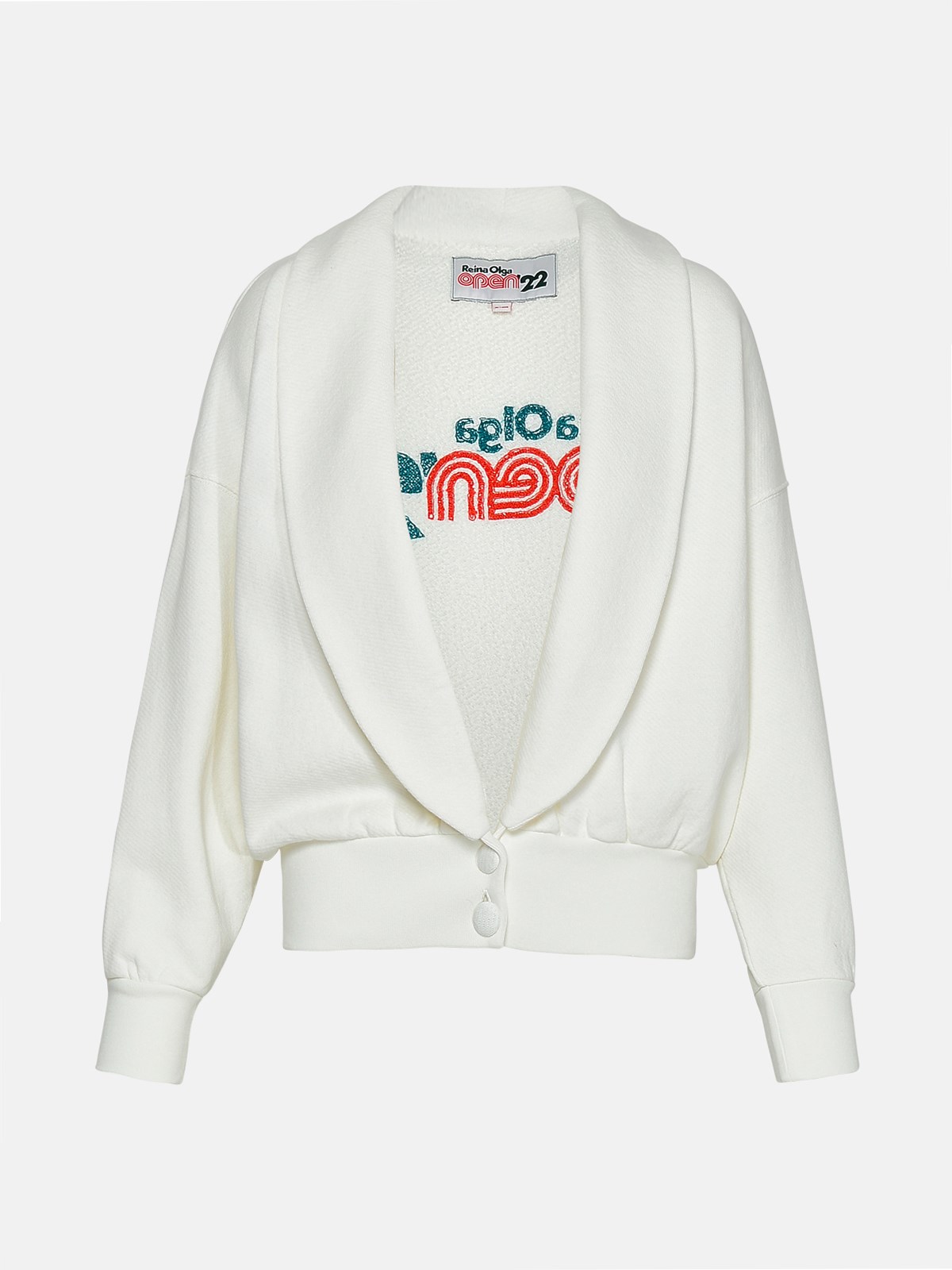 Reina Olga Farrah Logo-embroidered Cardigan In White