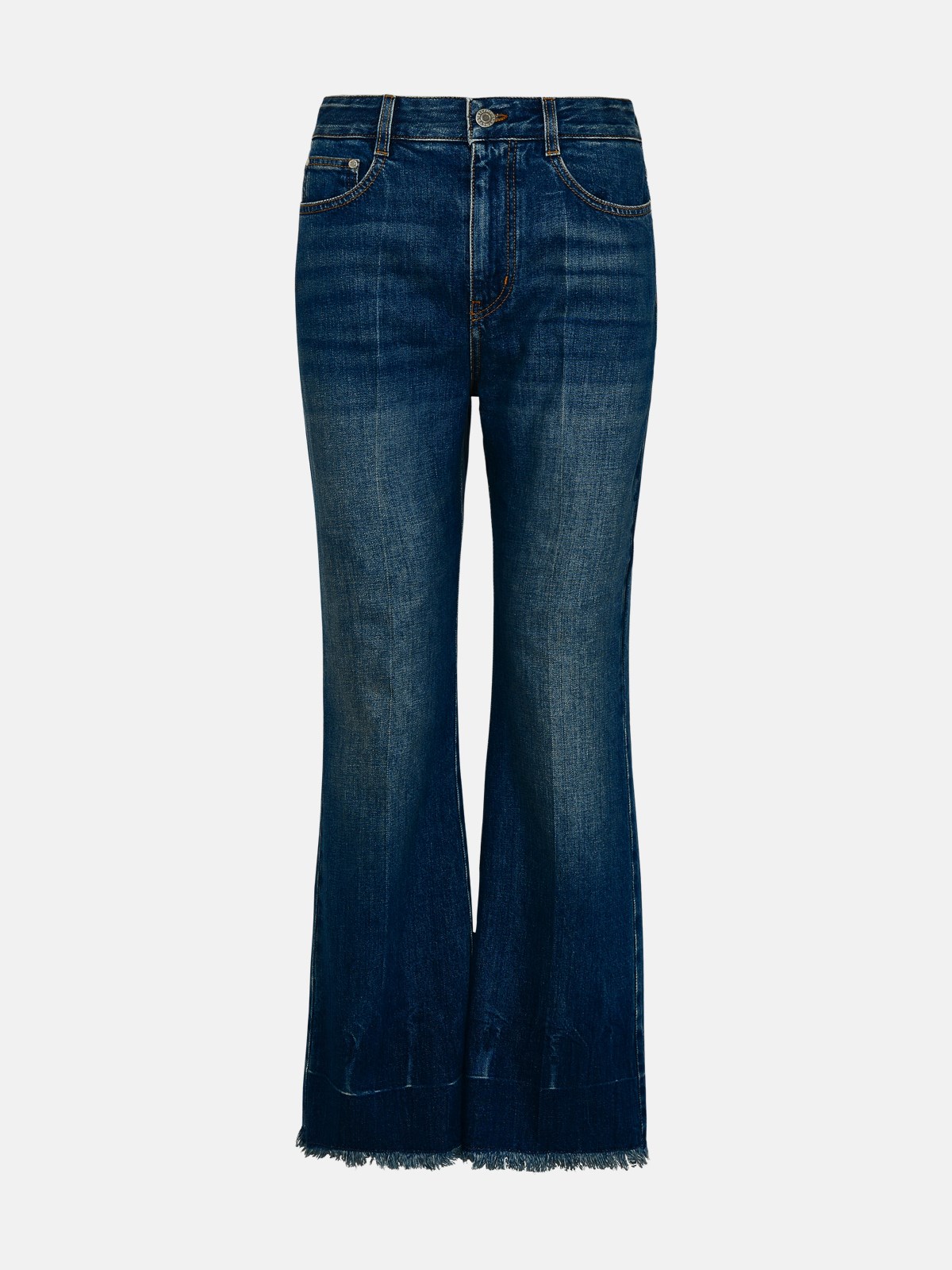 Stella Mccartney Frayed High-rise Flared Jeans In Blue