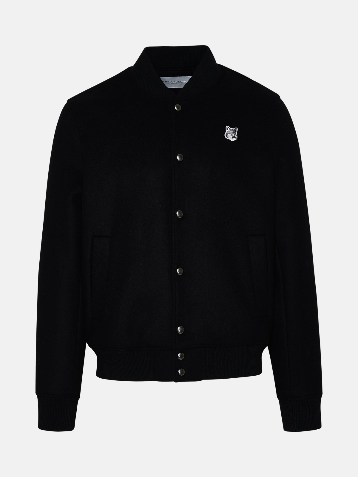 Maison Kitsuné Black Wool Blend Teddy Bomber Jacket