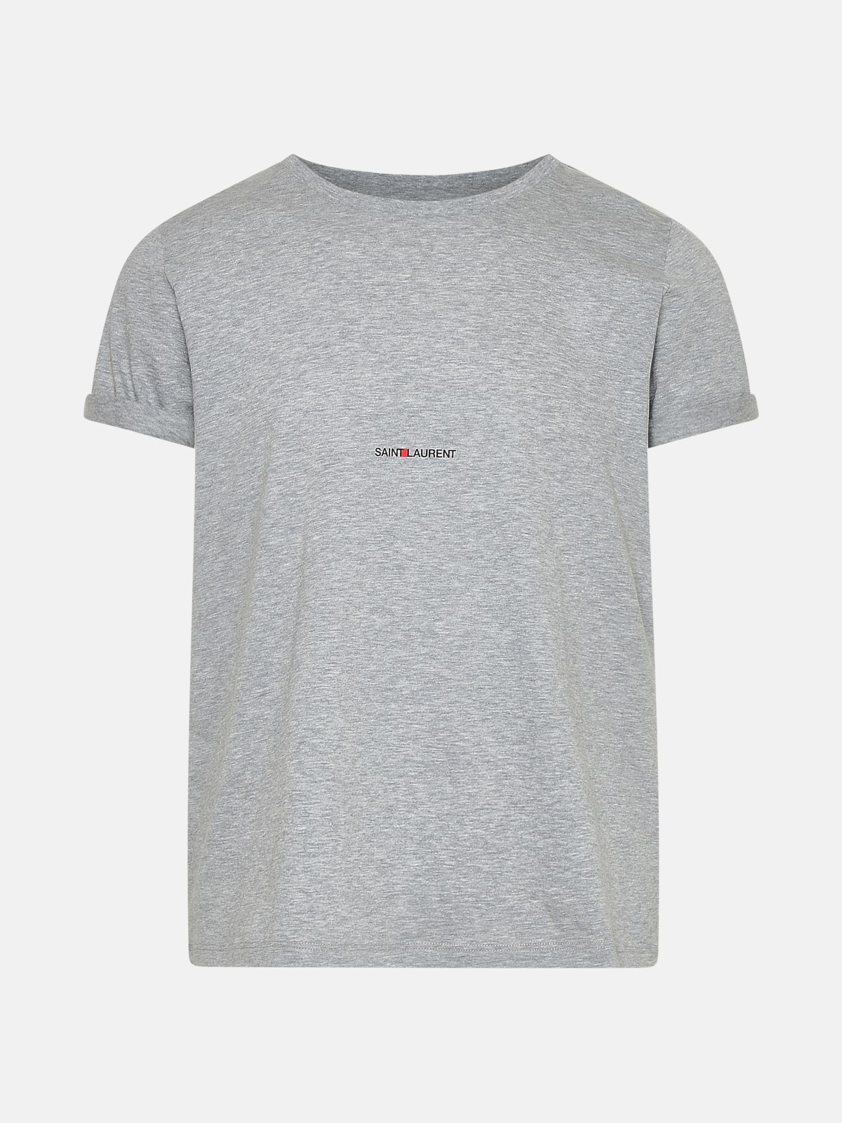 Saint Laurent Gray Cotton T-shirt In Grey