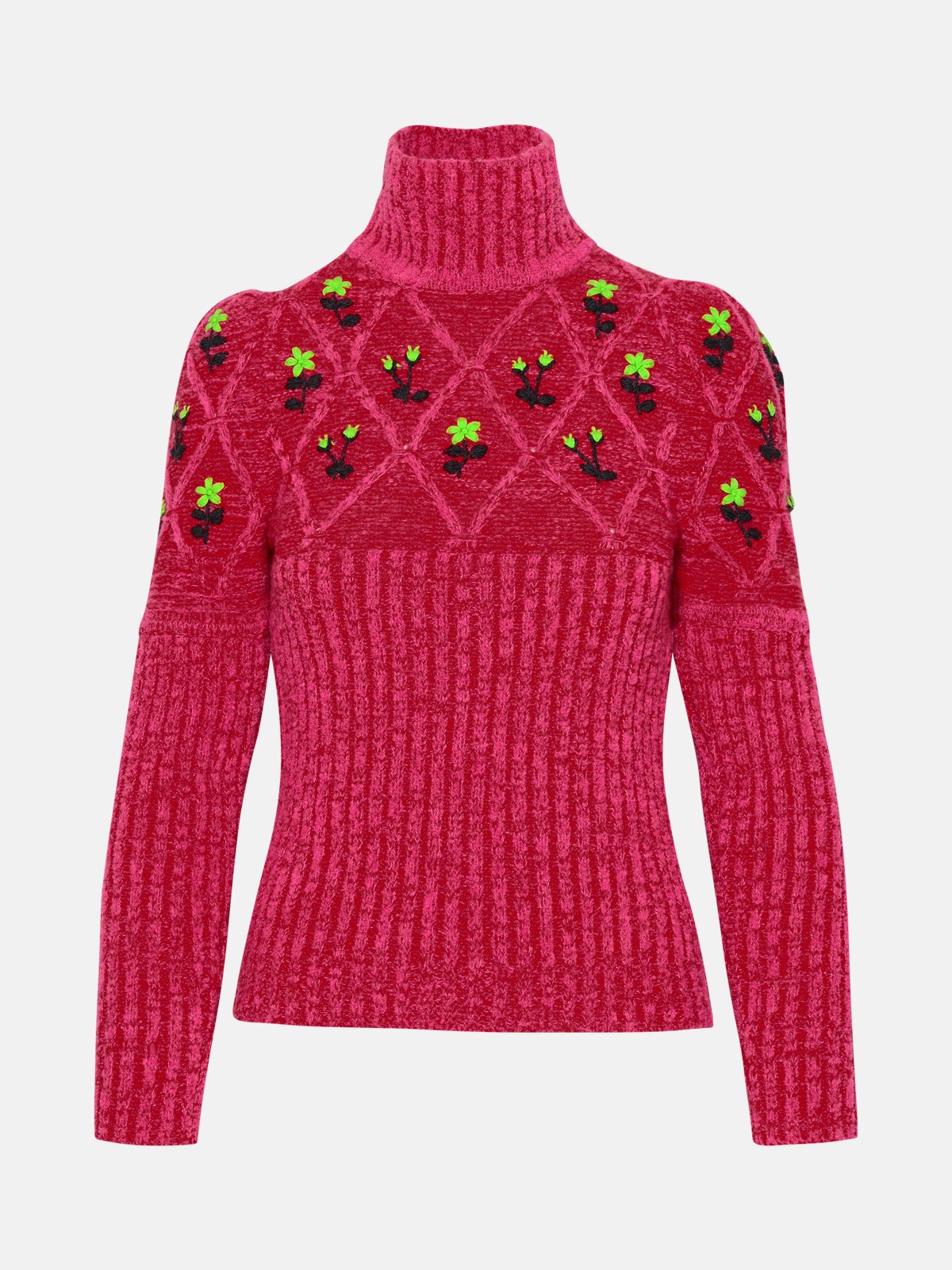 Cormio Oma Pink Wool Blend Turtleneck Sweater In Red