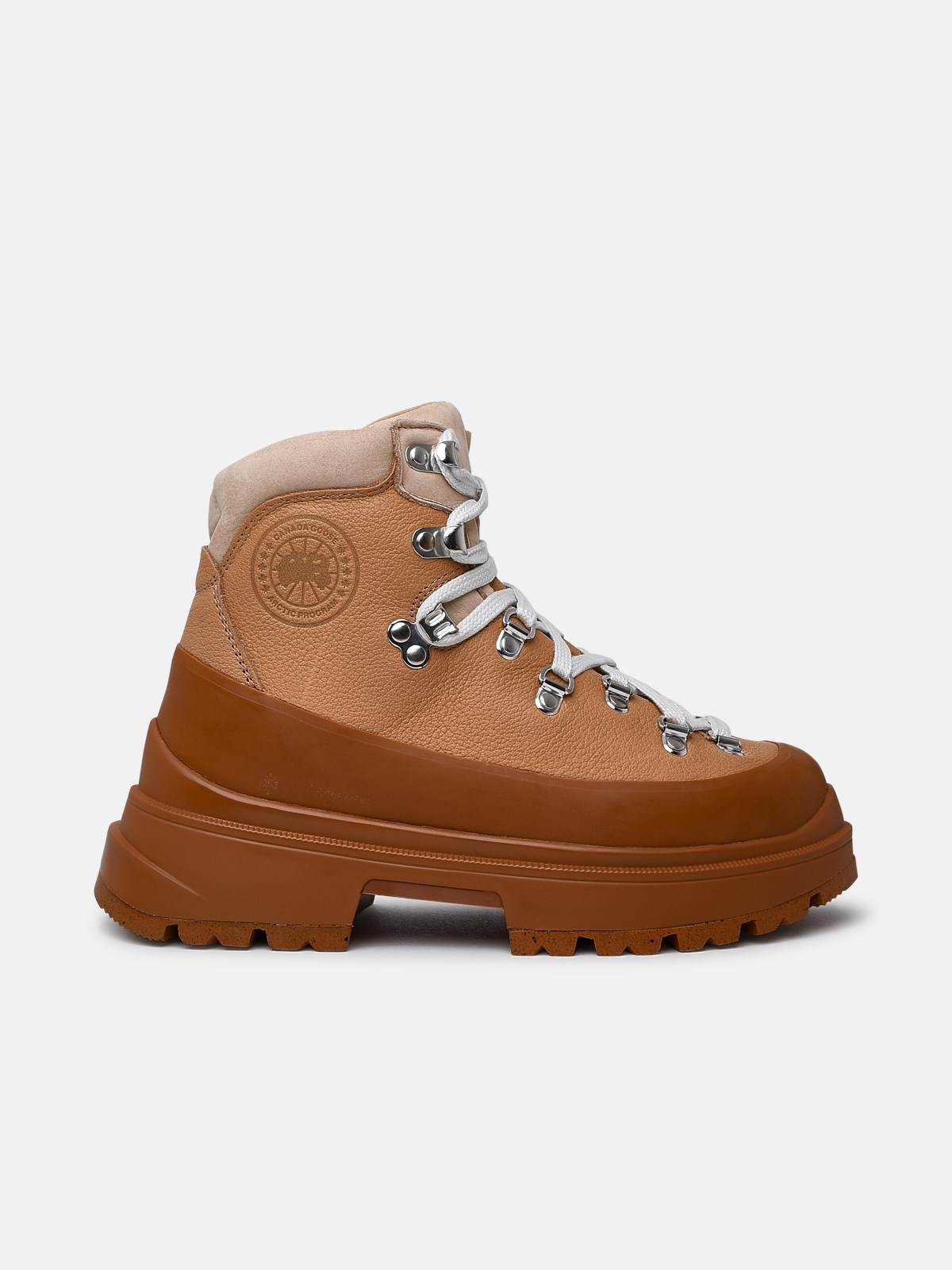 Canada Goose Journey Beige Leather Boots In Brown