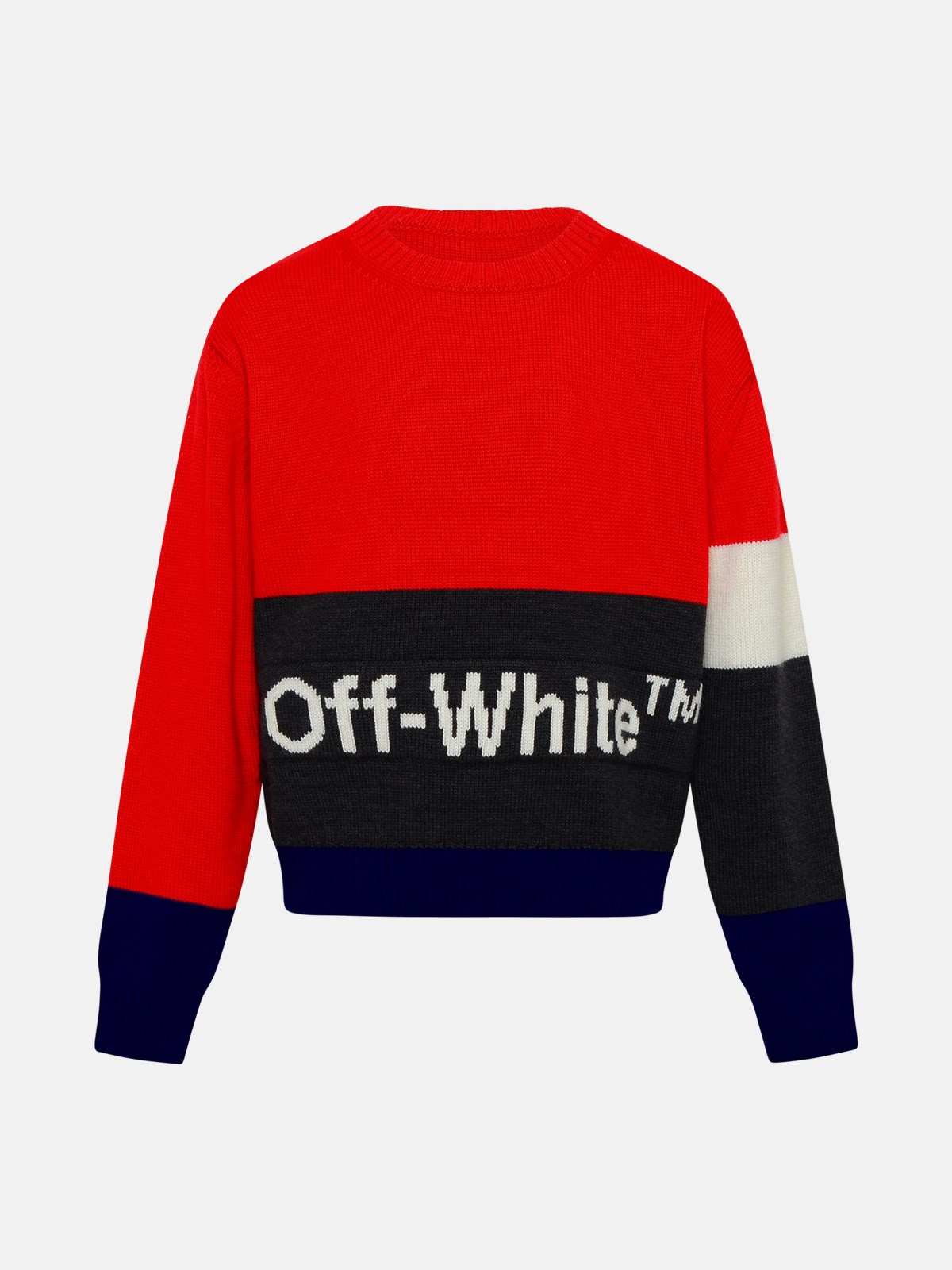 Off-white Red And Grey Wool Jumper In White
