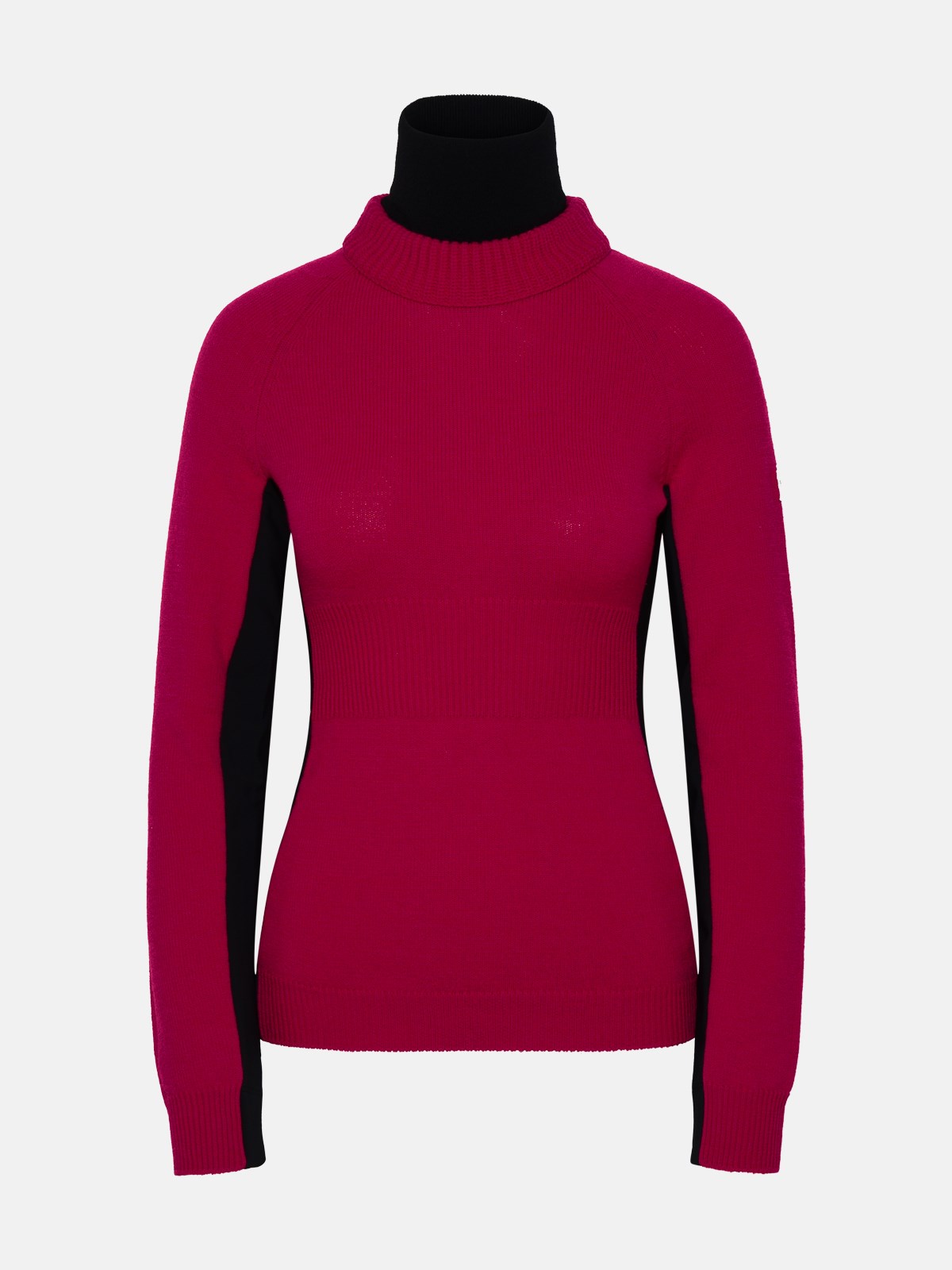 Moncler Grenoble Fucsia Wool Blend Turtleneck Sweater In Red