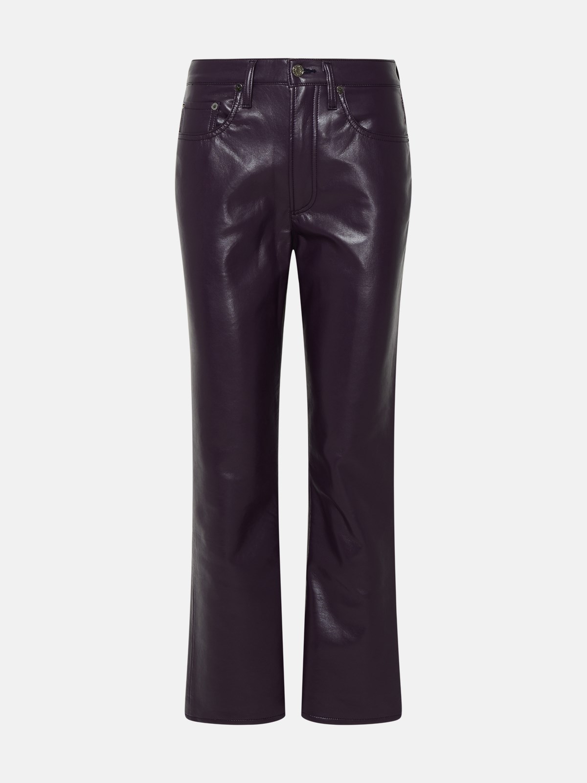 Agolde Burgundy Leather Riley Pants In Bordeaux