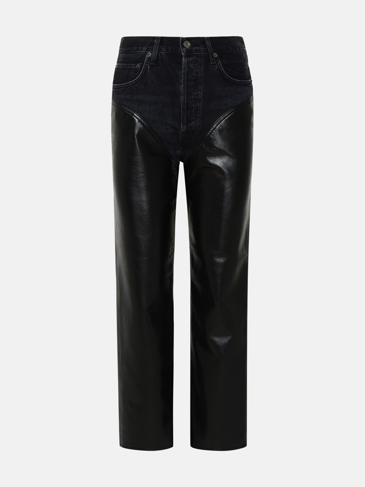 Agolde Black Leather Blend Cashmere Jeans