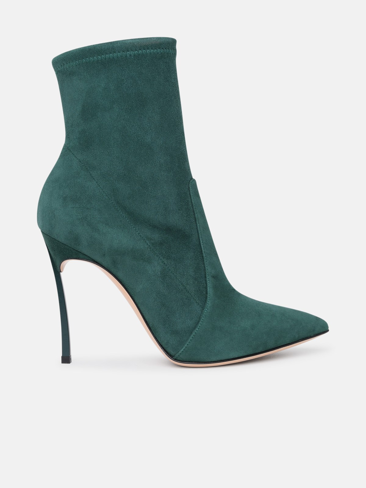 Casadei Green Suede Blade Ankle Boots