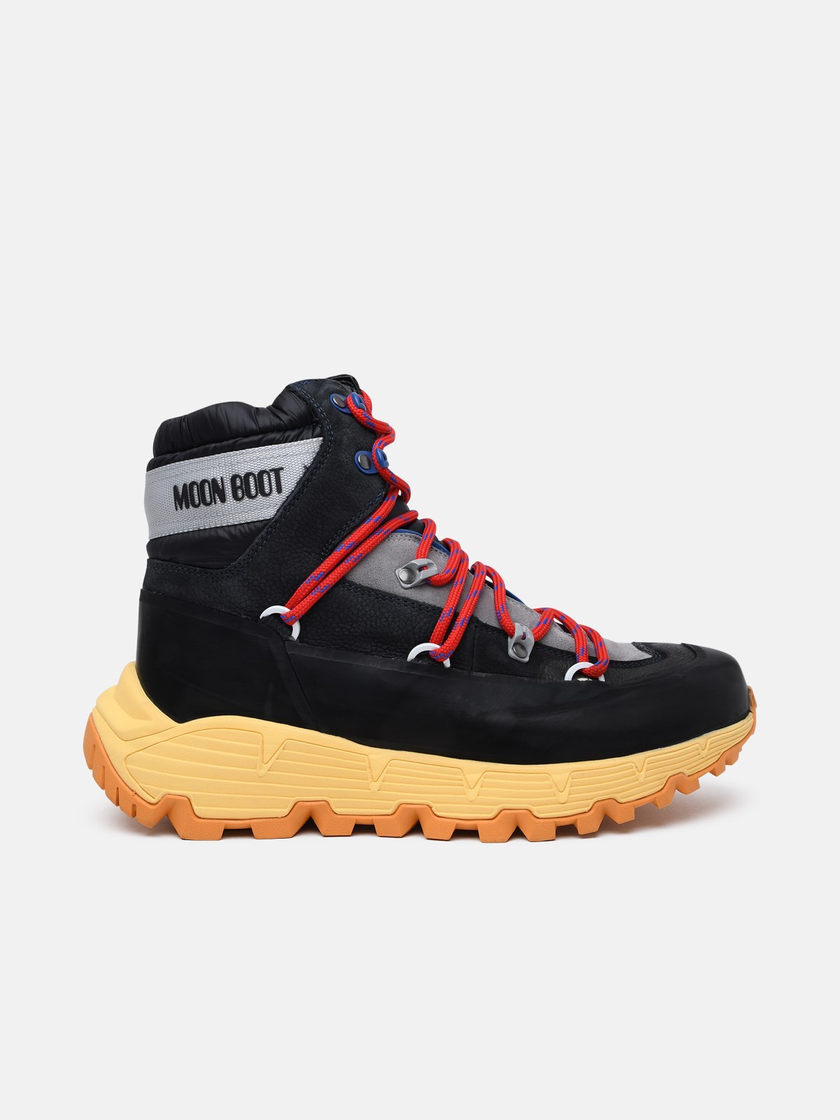 Moonboot Black Leather Blend Tech Hiker Boots