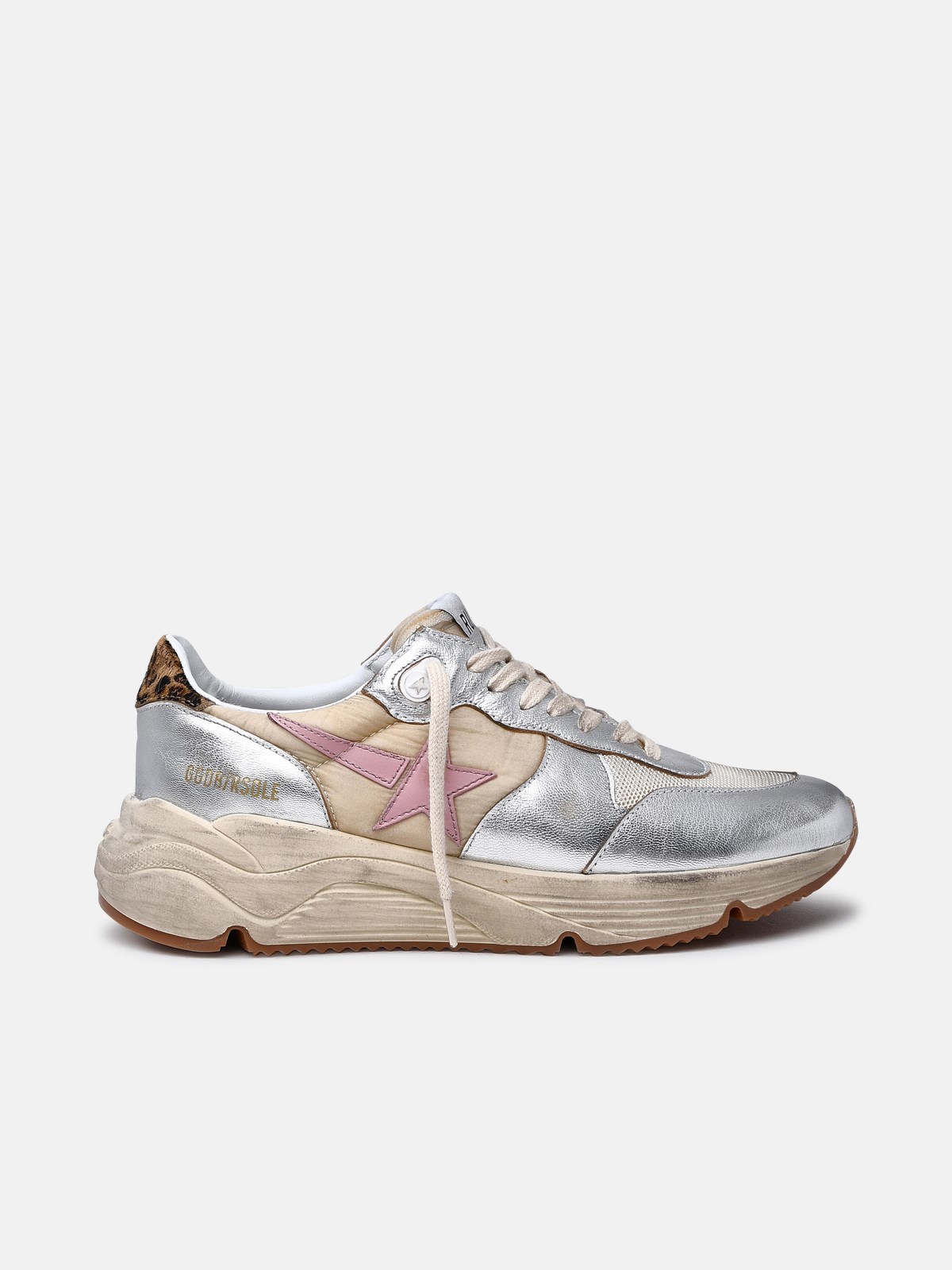 Golden Goose Silver Leather Mix Running Sneakers