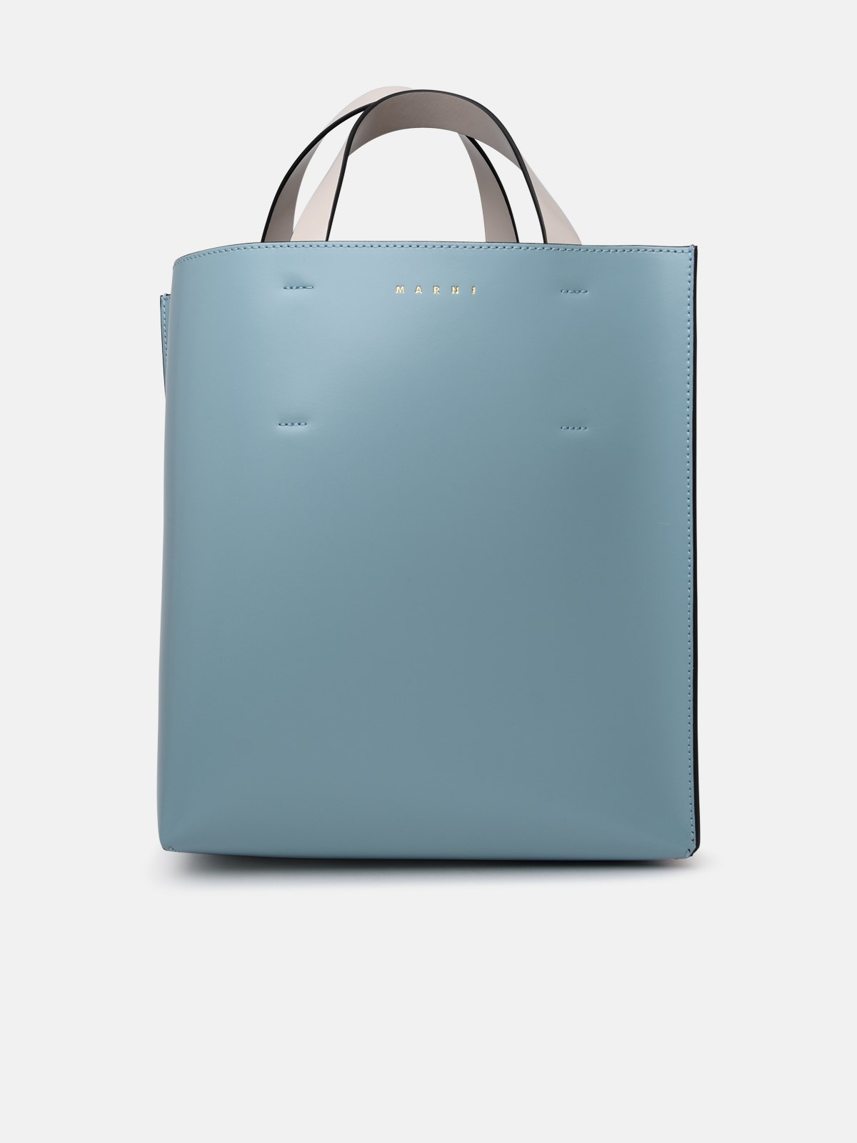 Marni Light Blue And Orange Leather Museum Bag In White