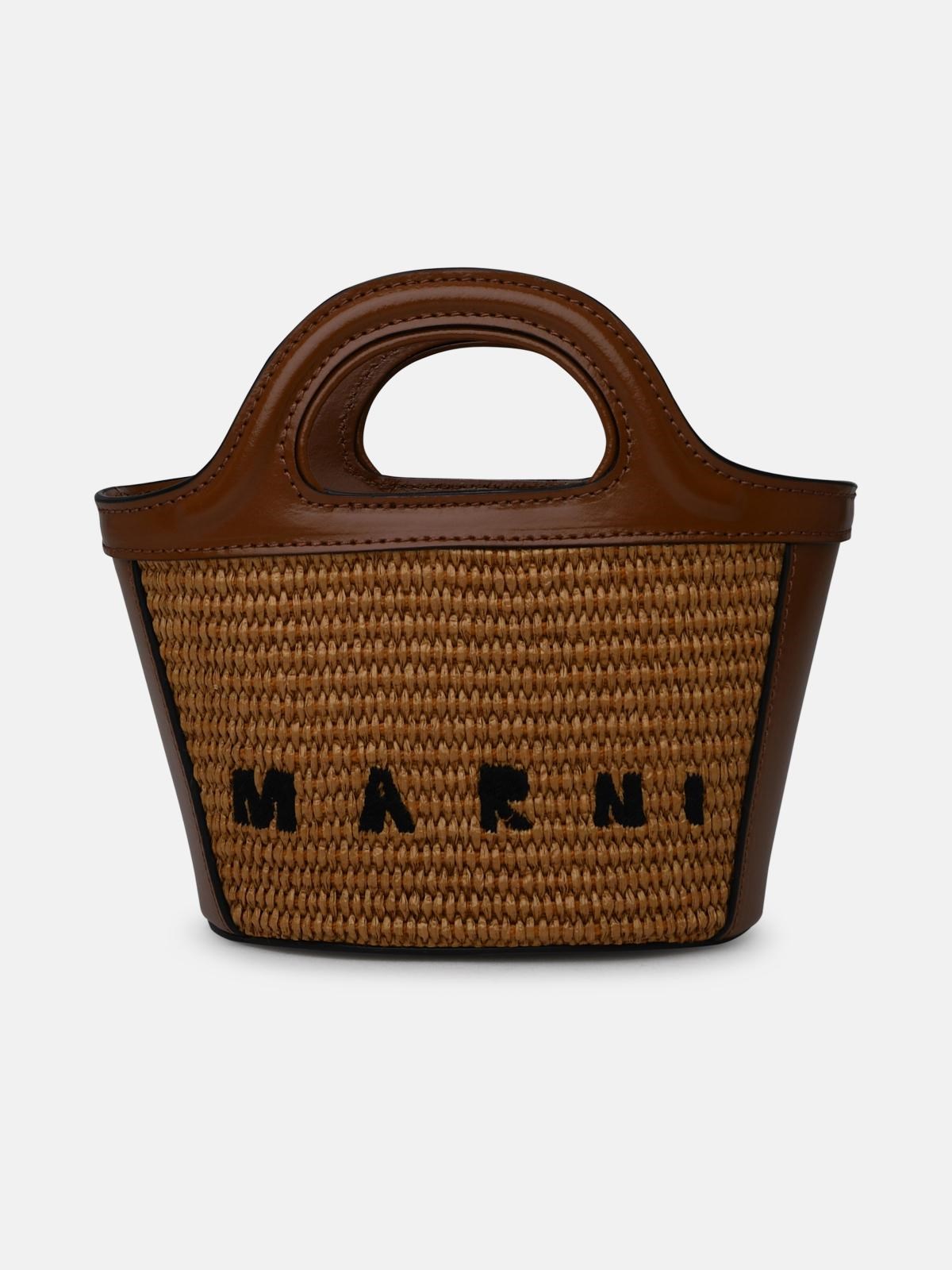 Marni Brown Leather Blend Micro Tropicalia Bag