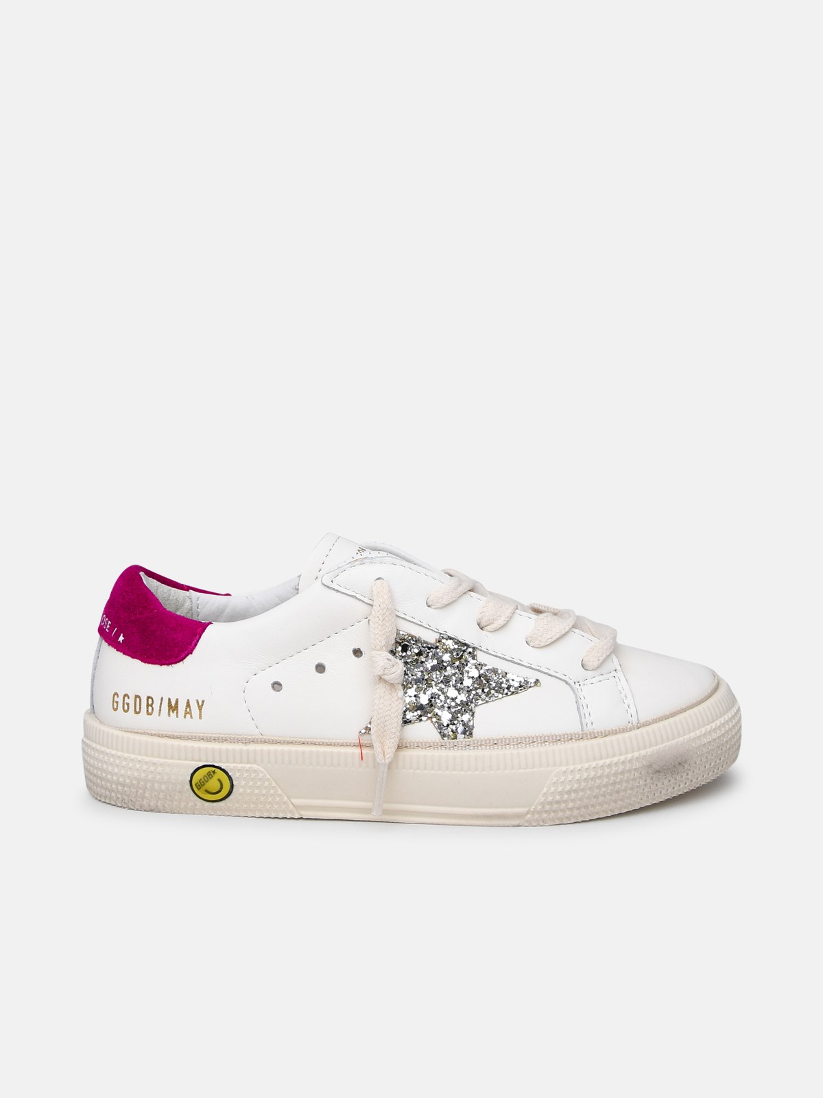 GOLDEN GOOSE MAY WHITE LEATHER SNEAKERS