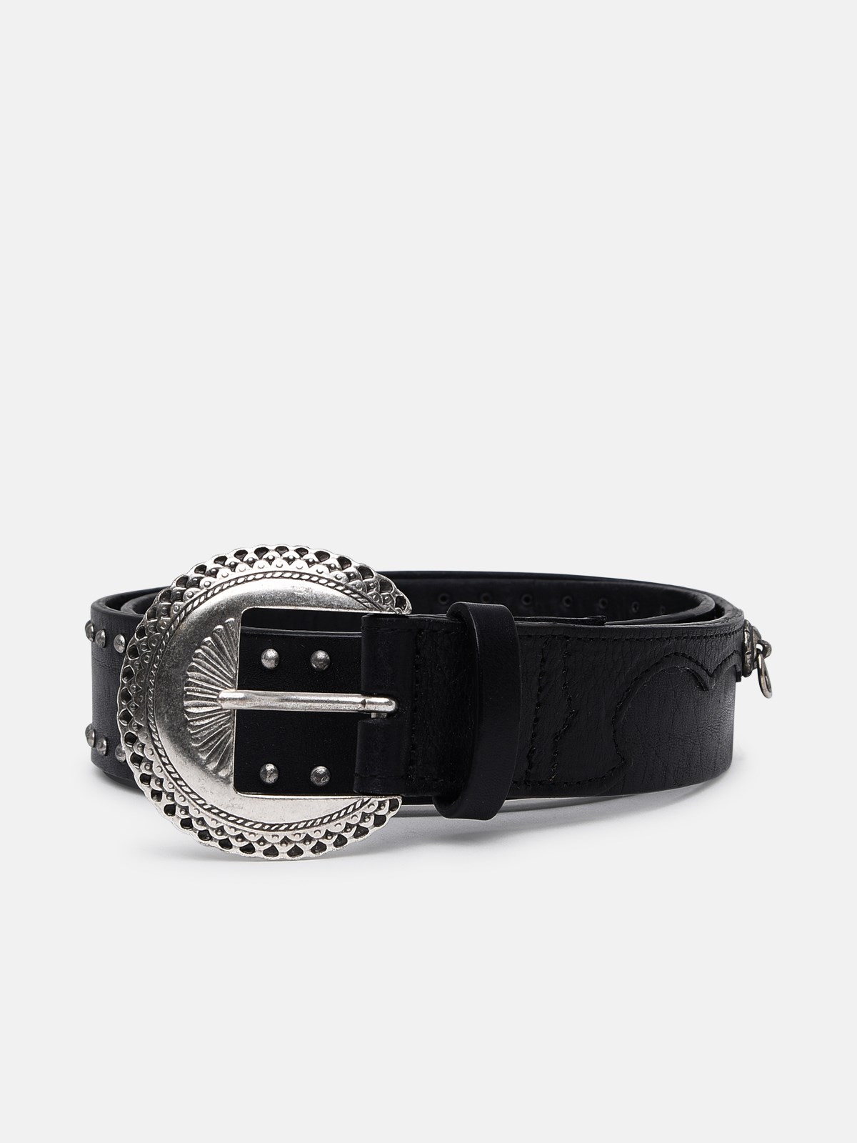 Golden Goose Black Leather Belt On The Black Leather Ring