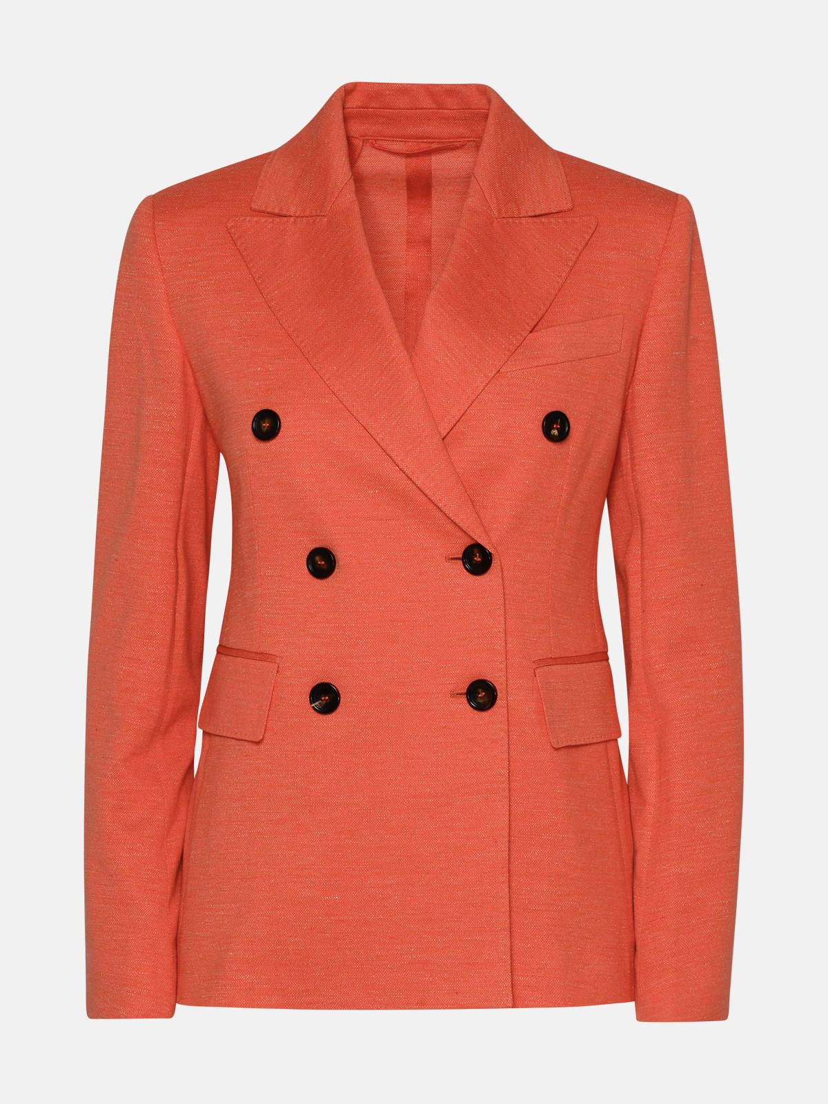 Max Mara Peach Linen Blend Zirlo Blazer Jacket In Orange