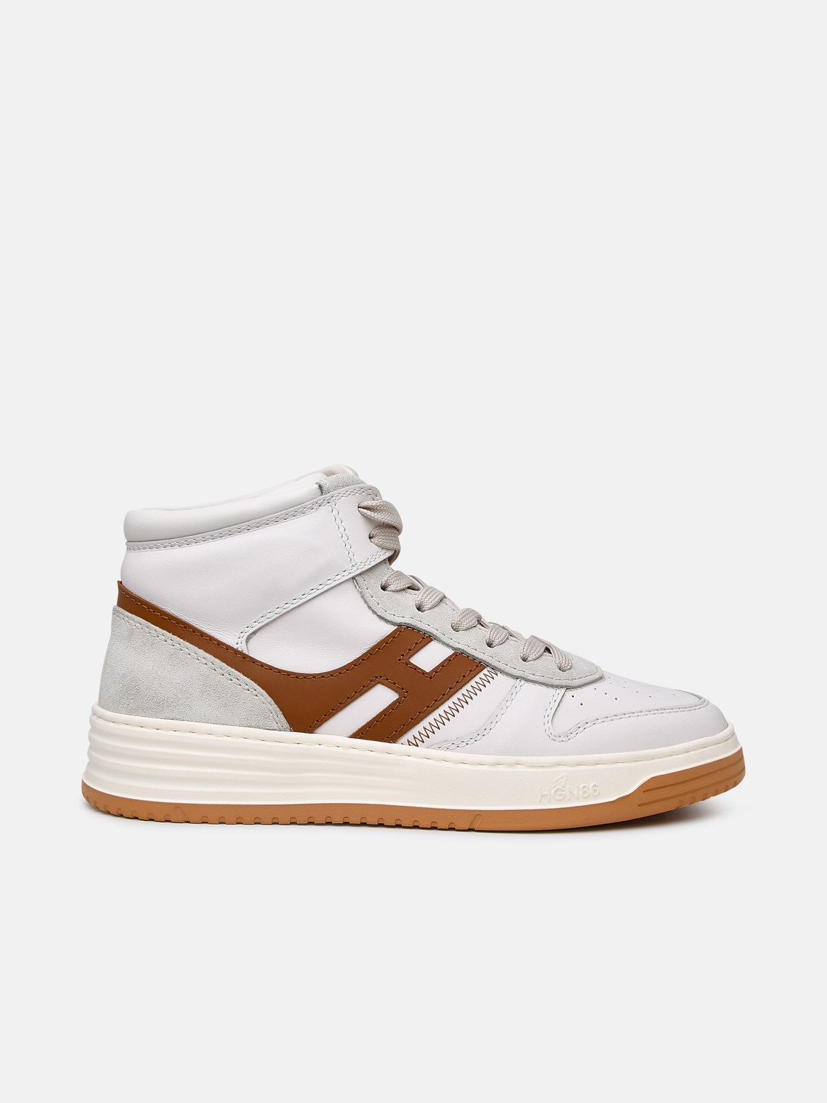 Hogan H630 White Leather Sneakers In Beige