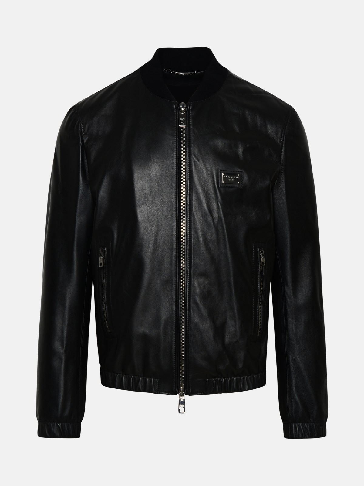 Dolce & Gabbana Black Leather Bomber Jacket