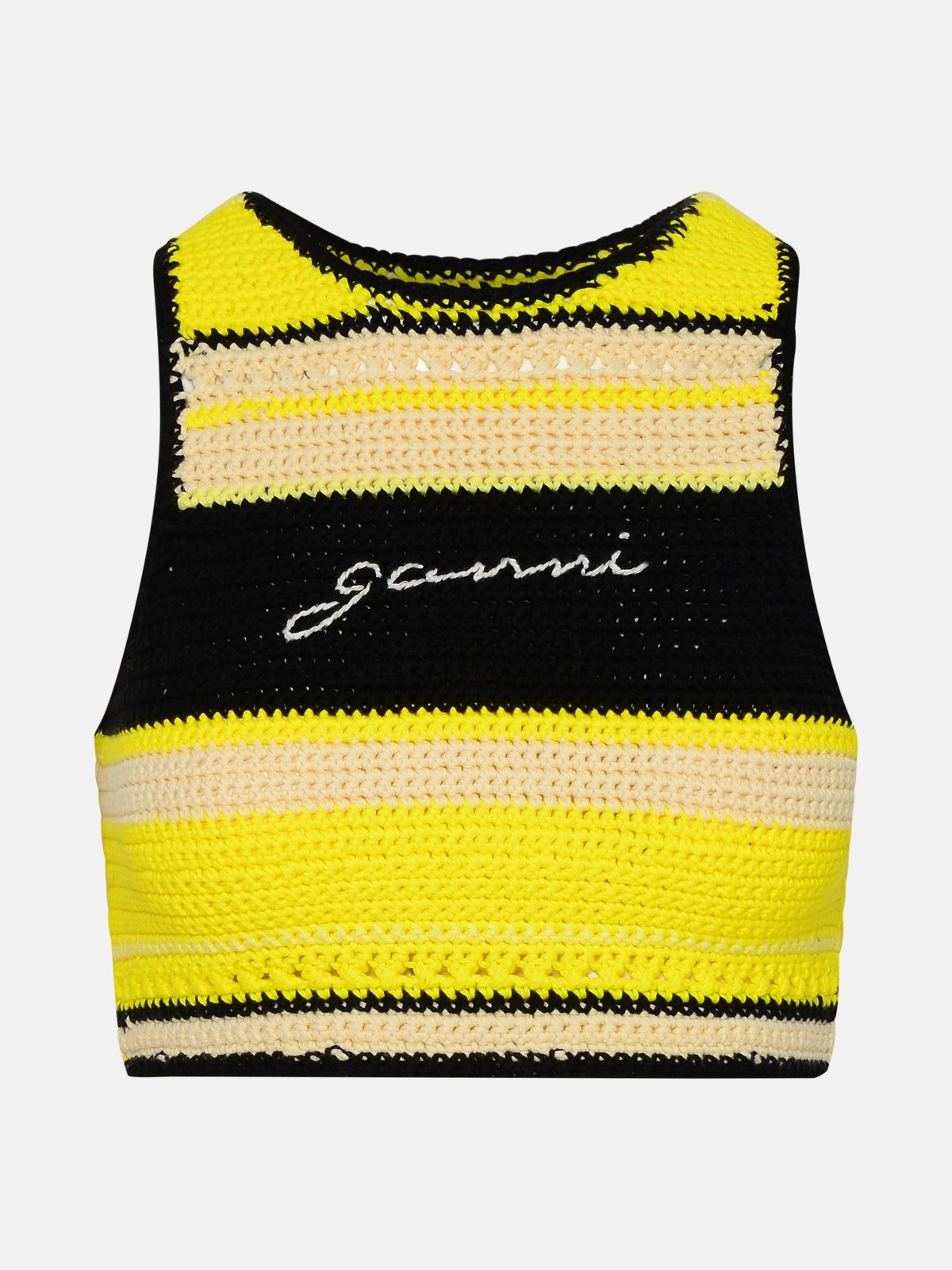 Ganni Kids' Yellow Cotton Bikini Top In Multi