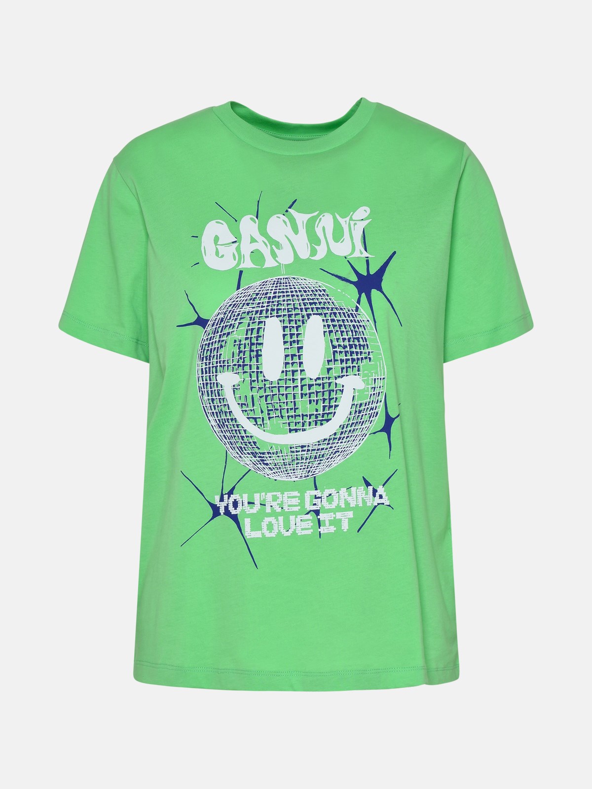 Ganni T-shirt Smiley In Green
