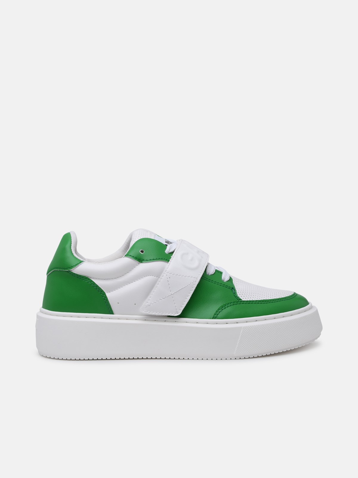 Ganni Sporty White And Green Leather Sneakers