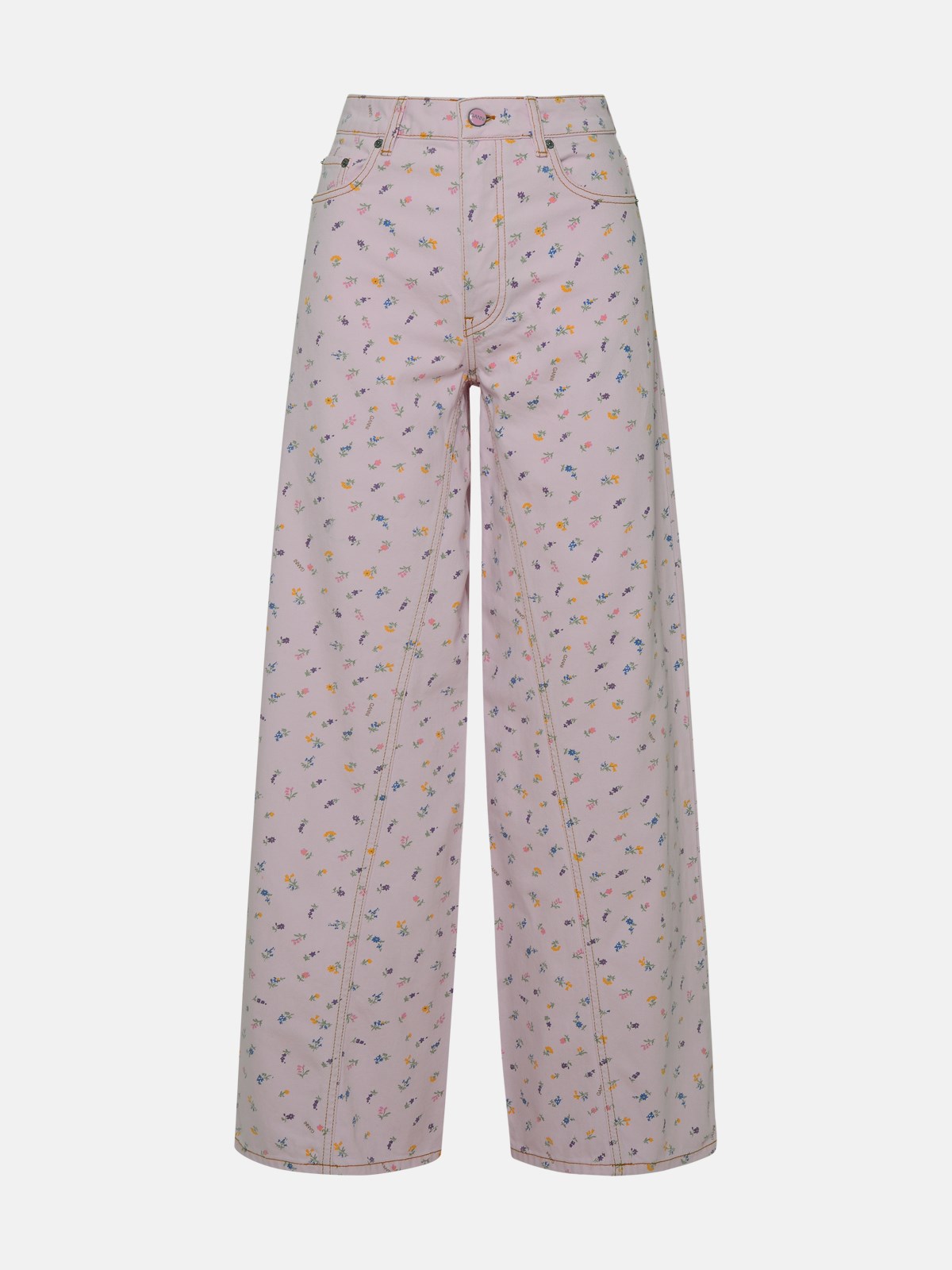 Ganni Zoezy Rose Cotton Jeans In Pink