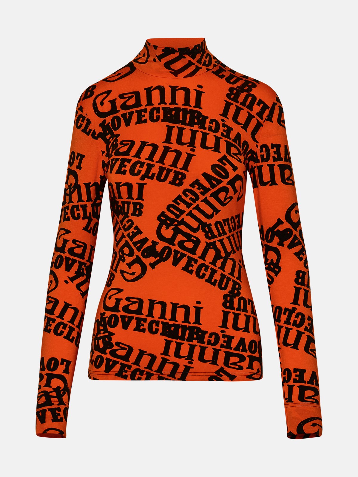 Ganni Orange Lyocell Blend Turtleneck Sweater