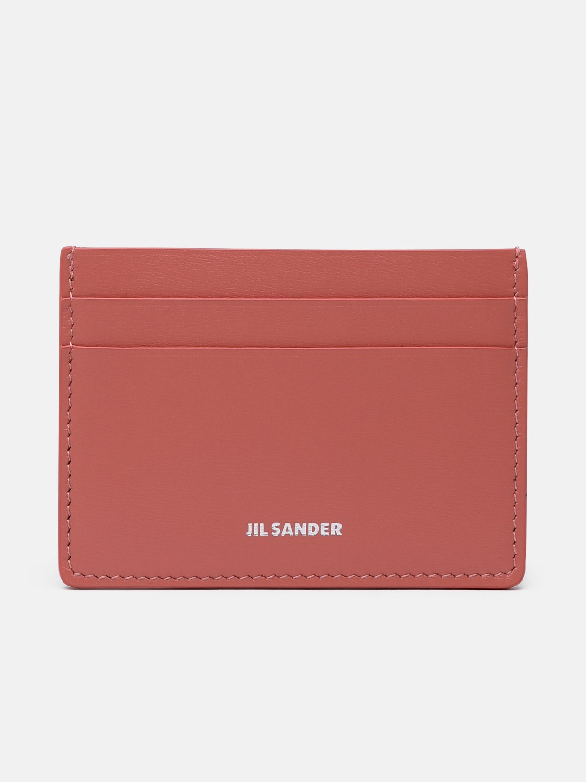 Jil Sander Dark Rose Leather Card Holder In Pink