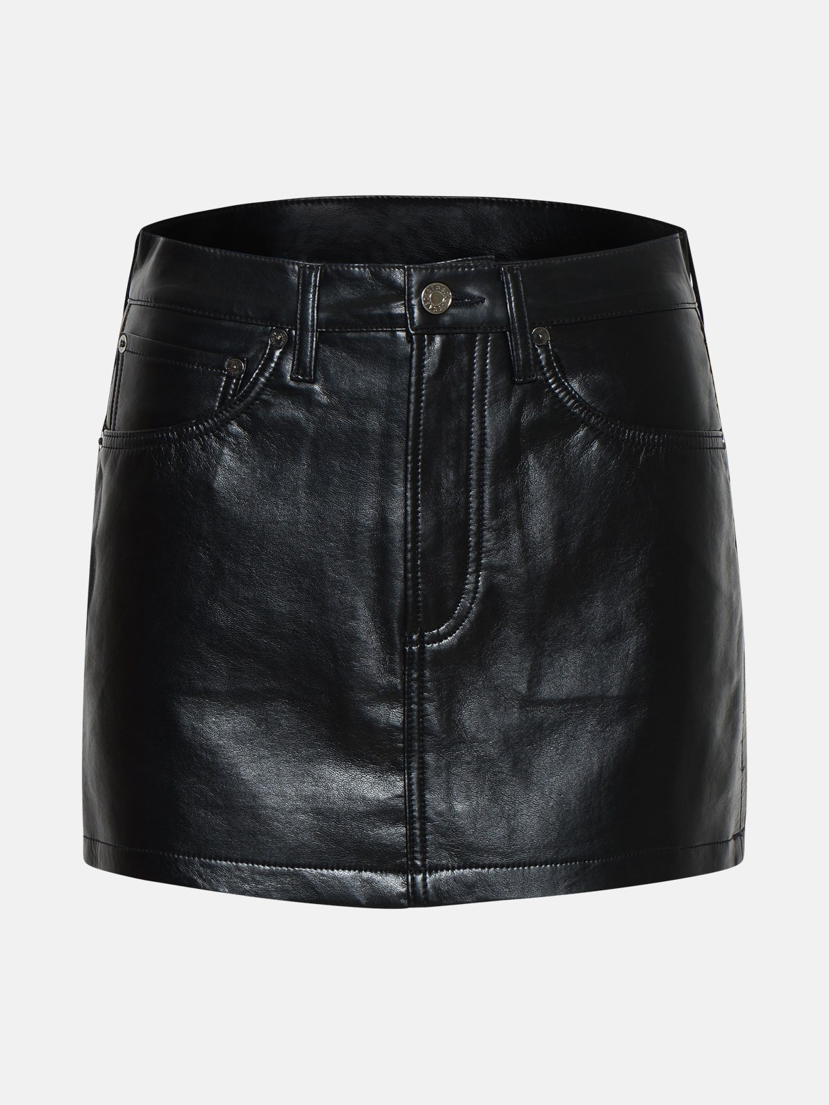 Agolde Black Leather Blend Miniskirt