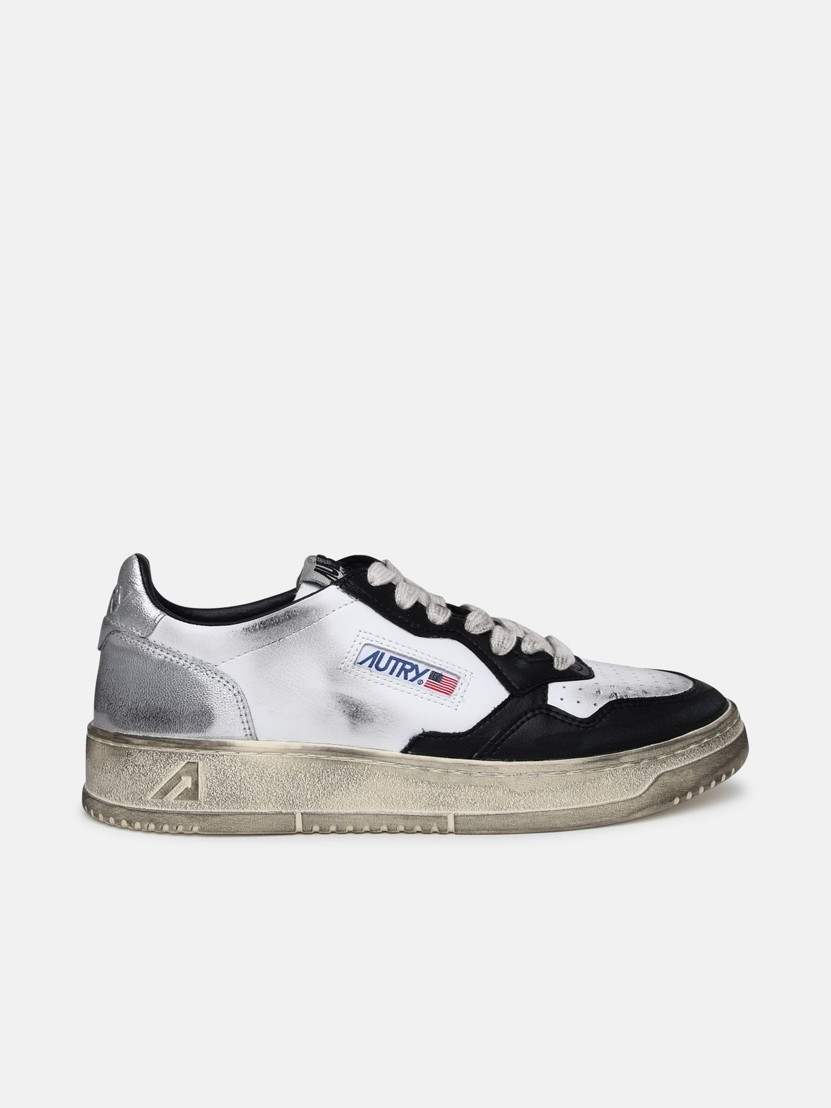 Autry Super Vintage Two-color Leather Sneakers In White
