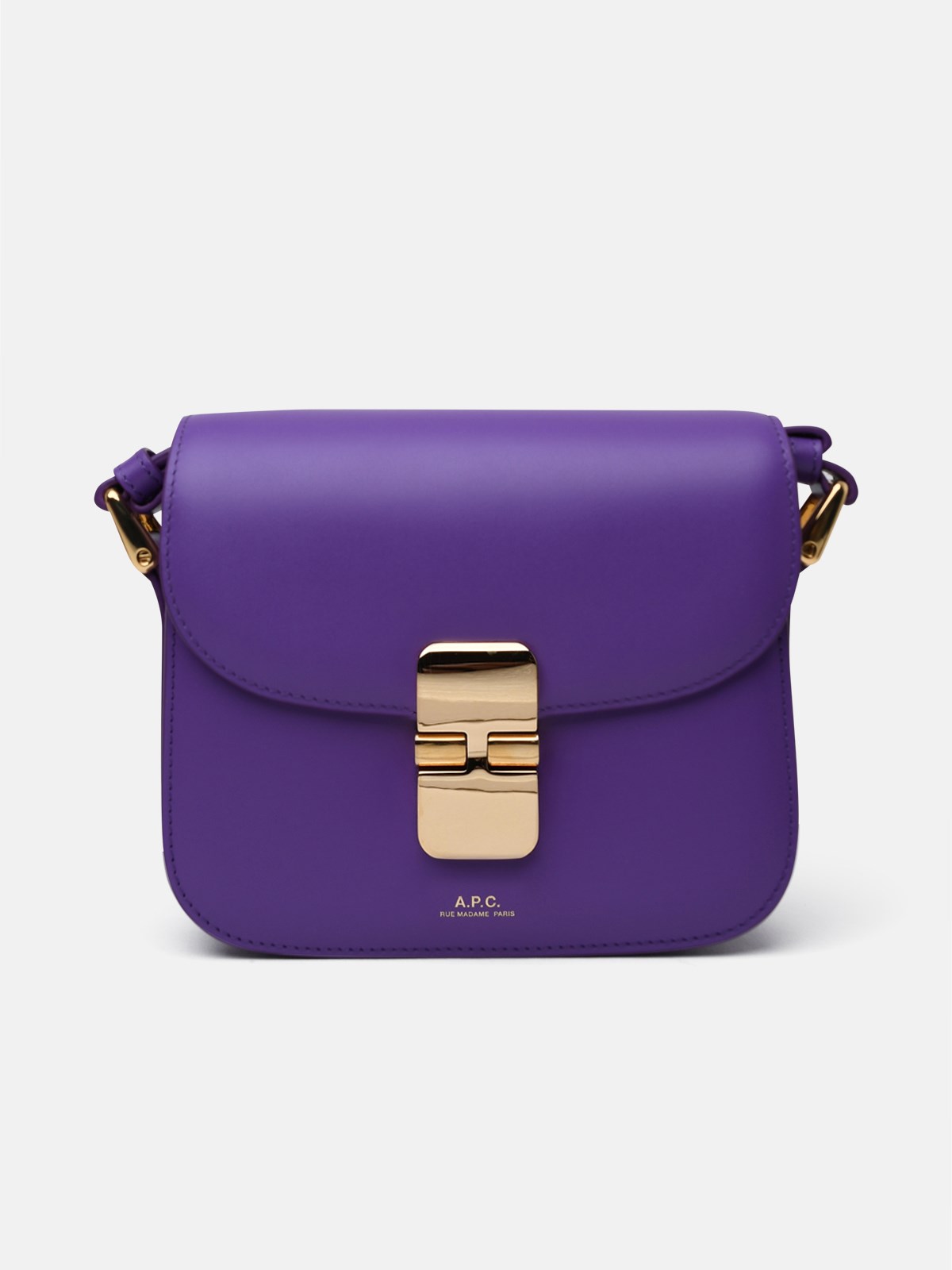 A.p.c. Grace Mini Purple Leather Crossbody Bag In Violet