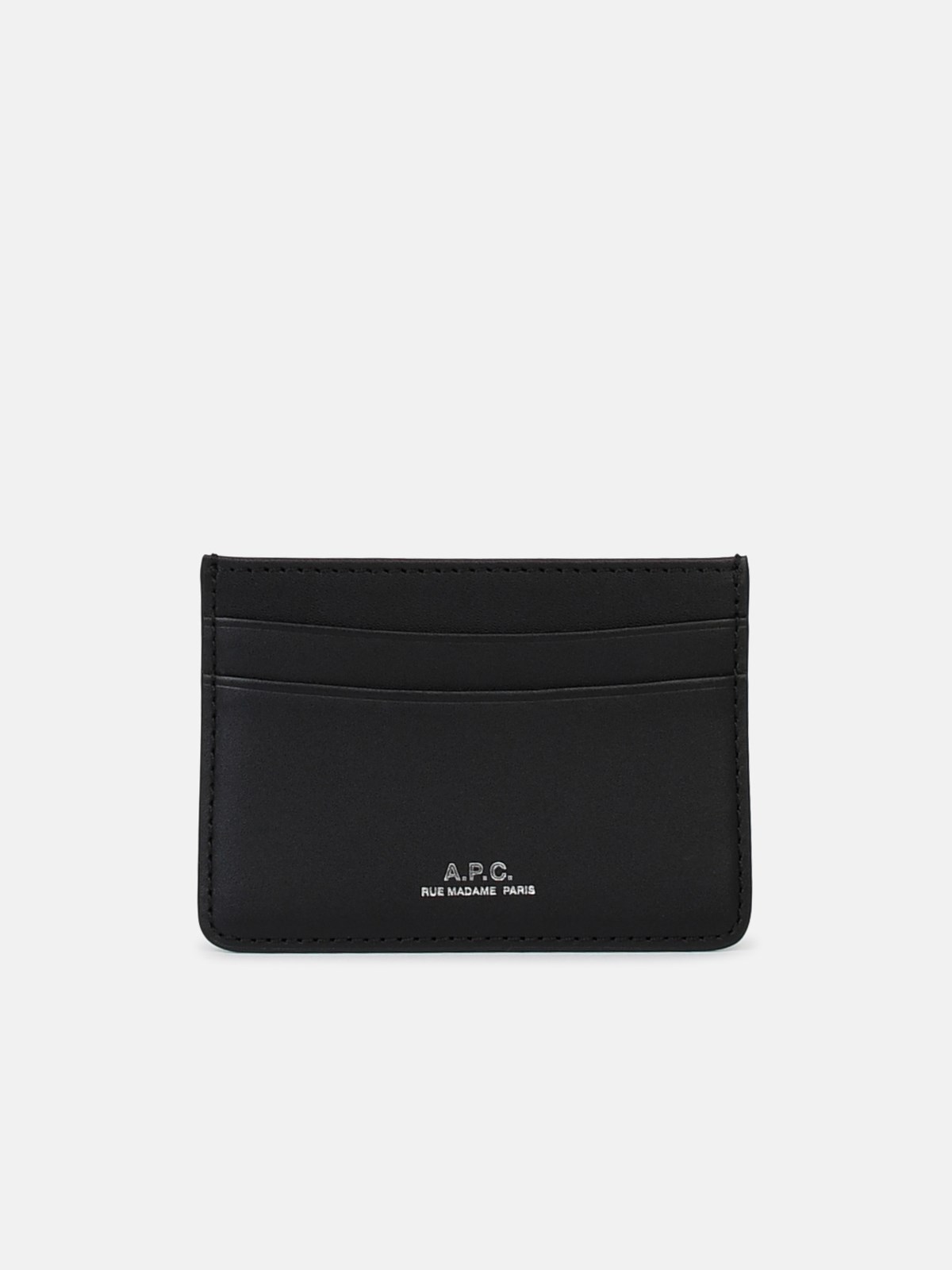 Shop Apc Black Matte Leather Card Holder