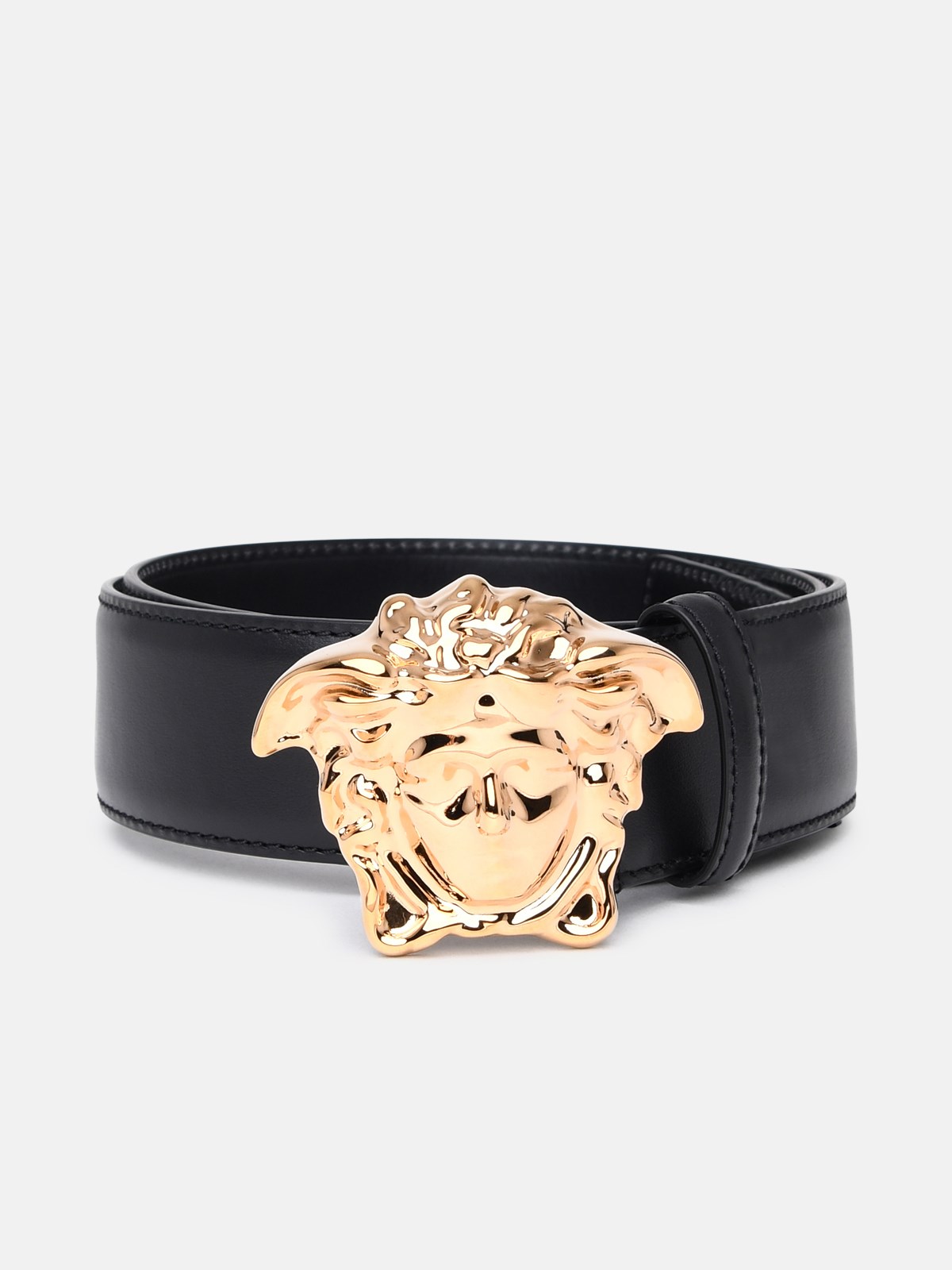 Versace Medusa-buckle Leather Belt In Black