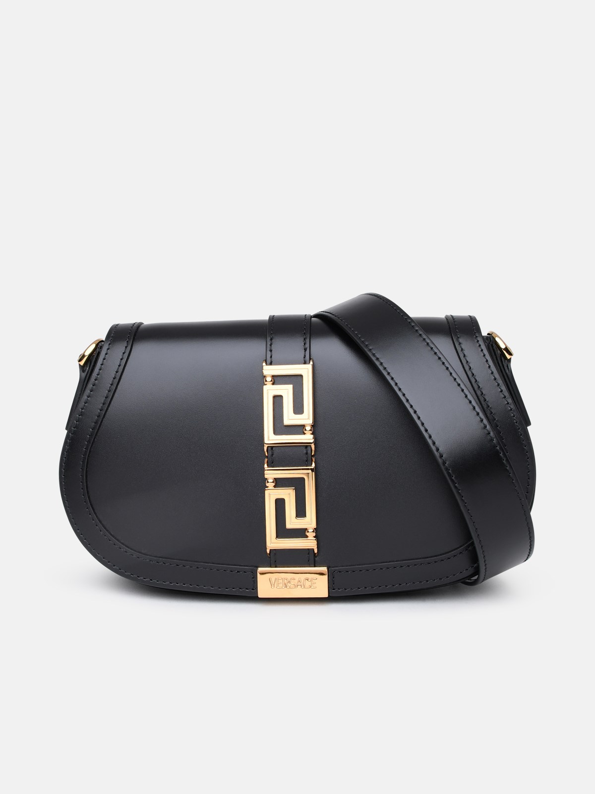 Versace Black Leather Greca Goddess Bag