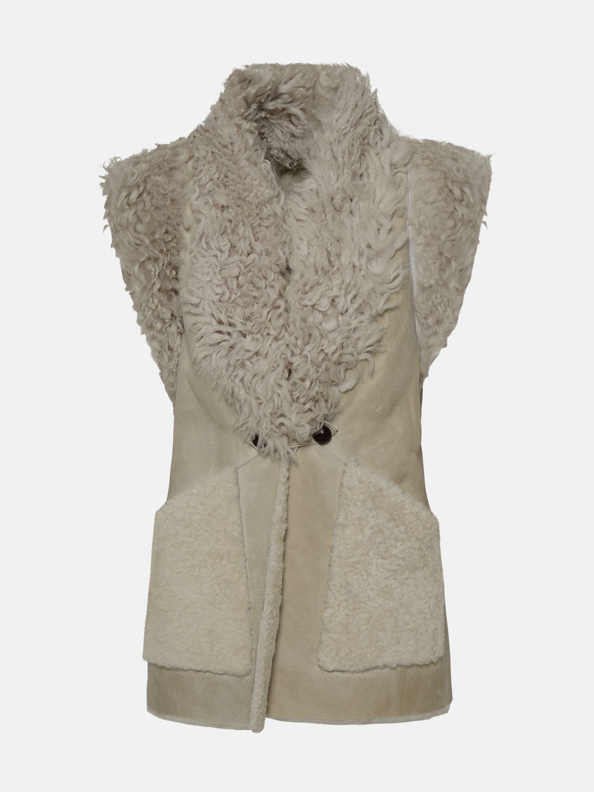 Isabel Marant Bryana White Lamb Fur Vest In Beige