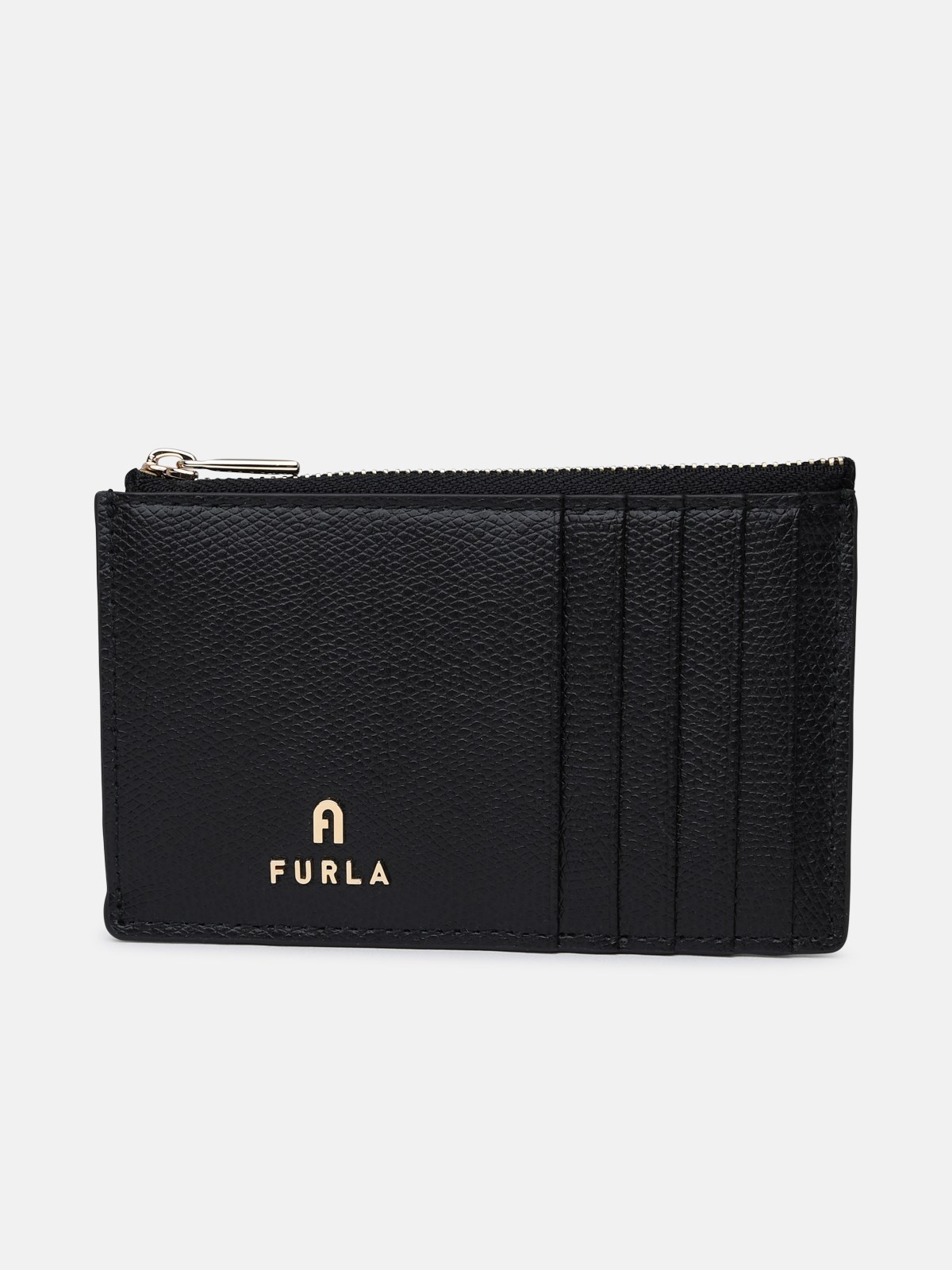 Furla Black Leather Camel Card Holder