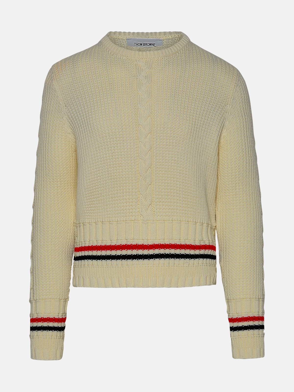 Thom Browne Kids' Ivory Wool Cable Sweater In White