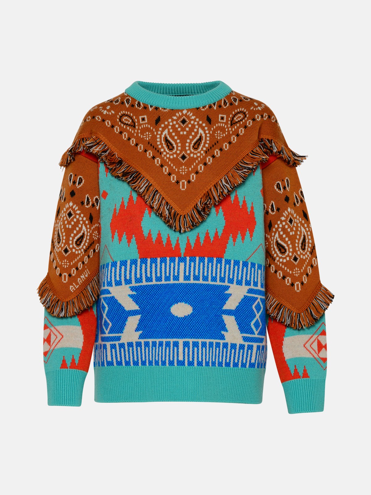 Shop Alanui Icon Bandana Multicolor Wool Sweater