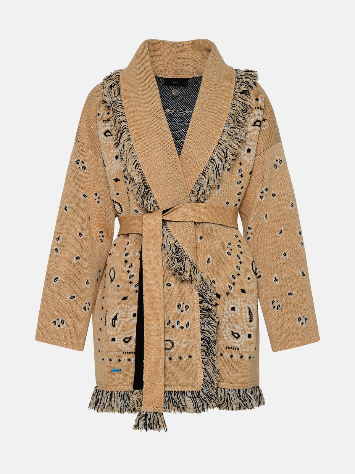 Alanui Beige Cashmere Blend Bandana Cardigan