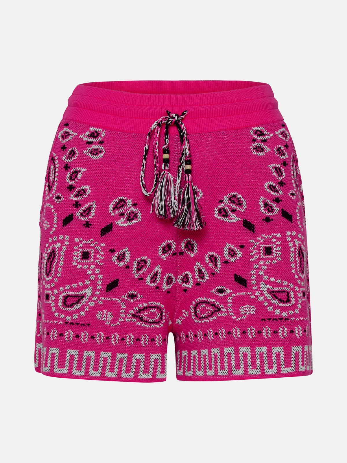 Alanui Fuchsia Cotton Blend Bandana Shorts In Pink