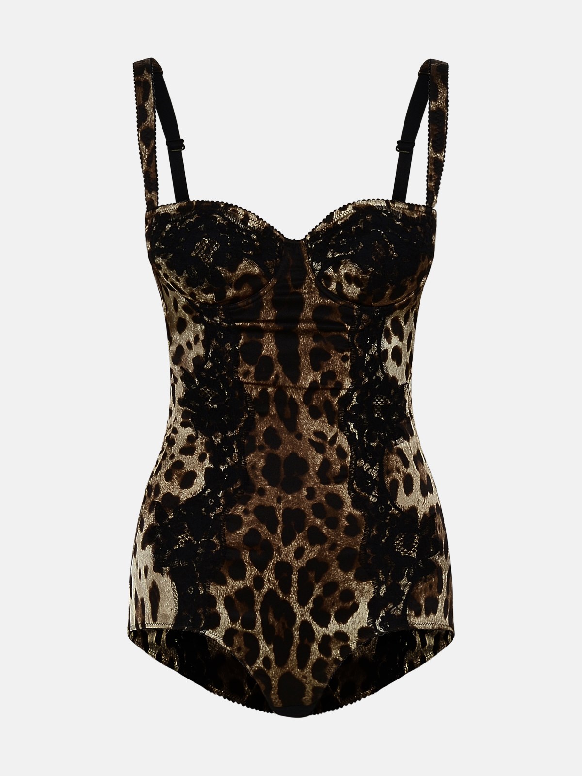 Dolce & Gabbana Leopard Silk Blend Bodysuit In Brown