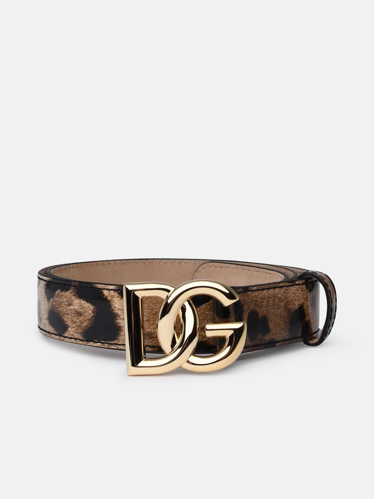 Dolce & Gabbana Two-color Shiny Leather Belt In Brown