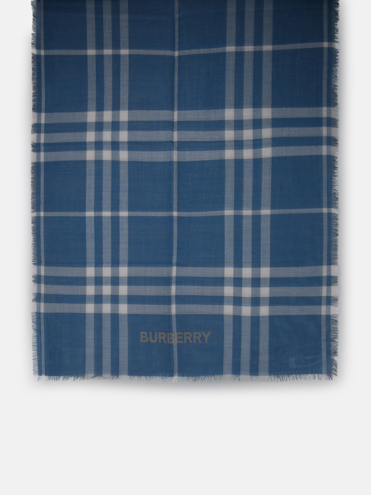 Burberry Light Blue Wool And Silk Scarf