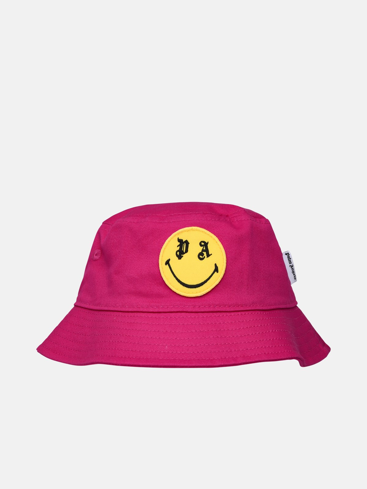 Palm Angels Girls Fuchsia Lemon Yellow Kids Smiley-embroidered Cotton-canvas Bucket Hat In Pink